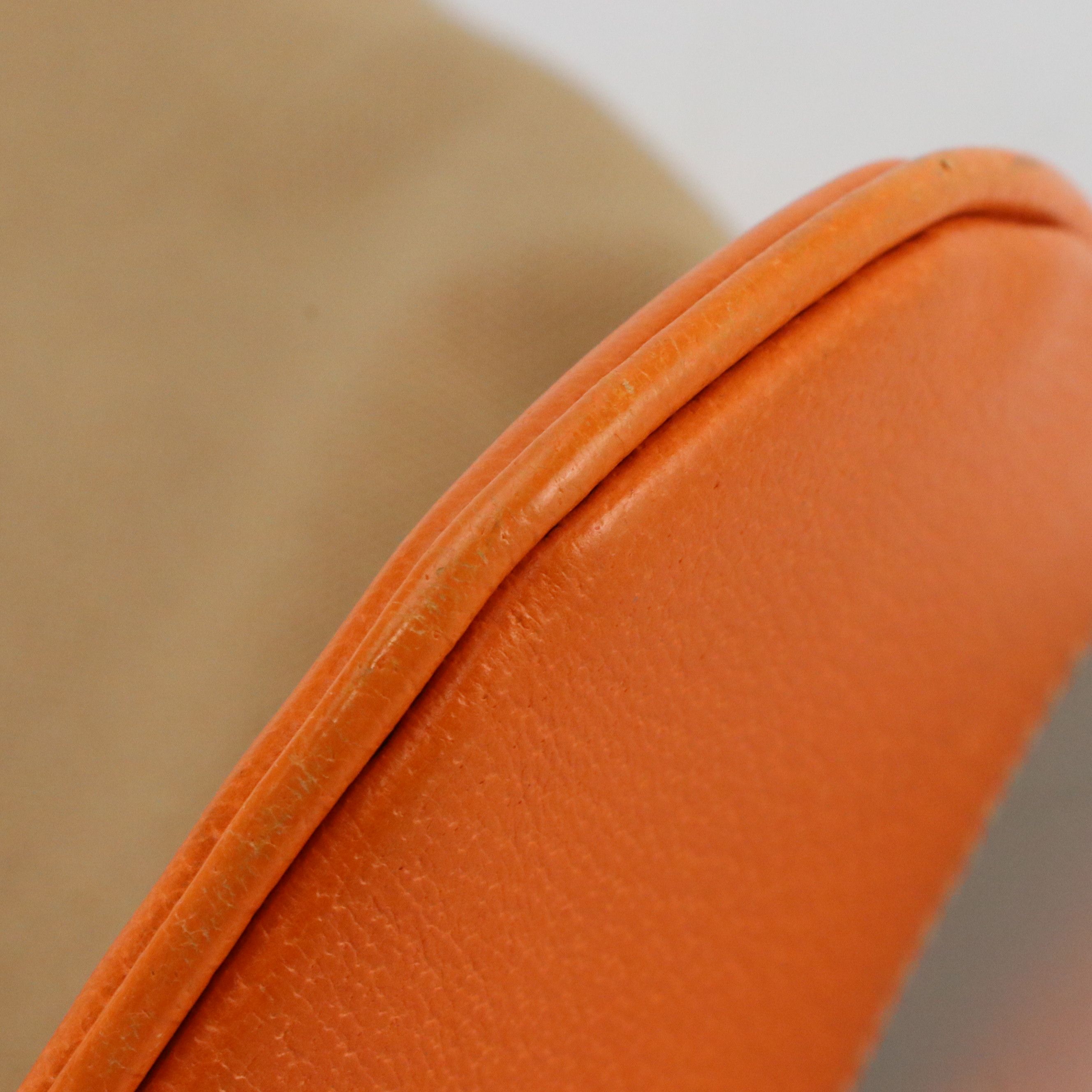 Prada Bauletto Shoulder Bag in Beige Canvas and Orange Leather Trim