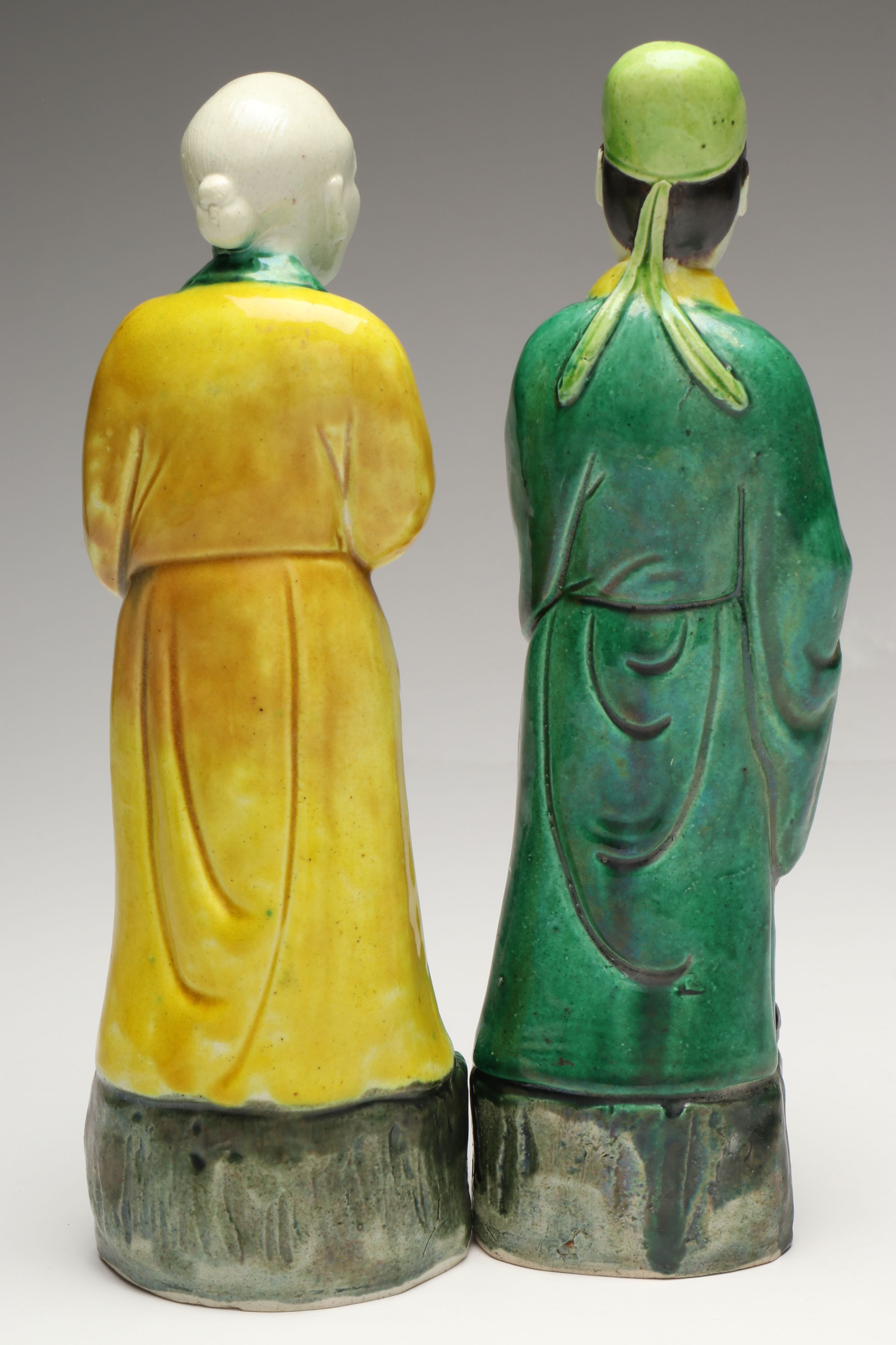 Chinese Qing Sancai Ceramic Men, Late 19th/Early 20th Century