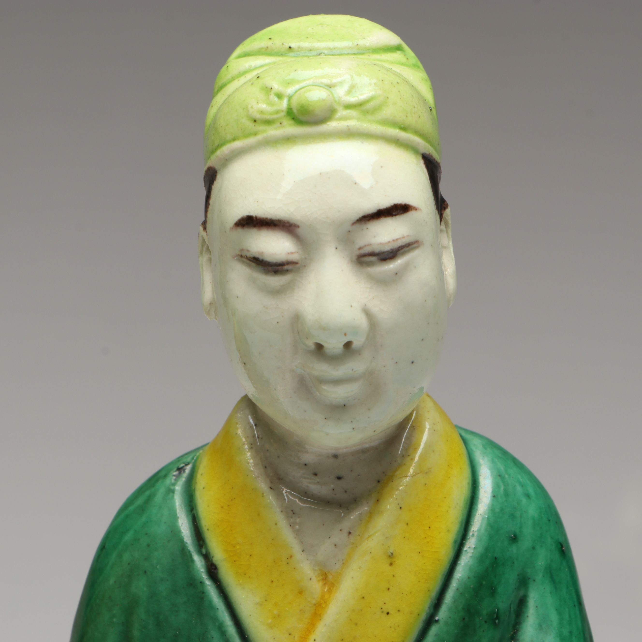 Chinese Qing Sancai Ceramic Men, Late 19th/Early 20th Century