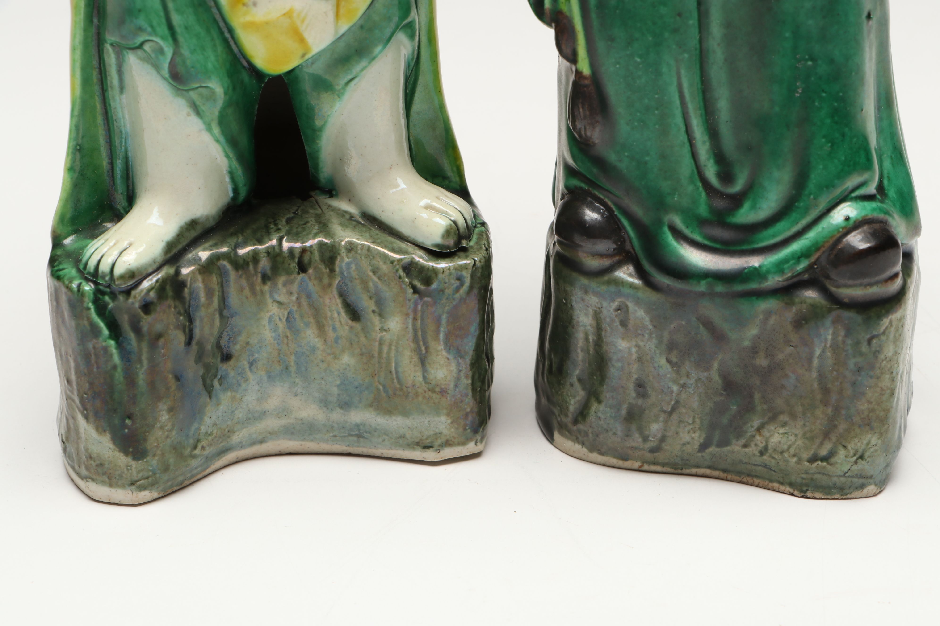 Chinese Qing Sancai Ceramic Men, Late 19th/Early 20th Century