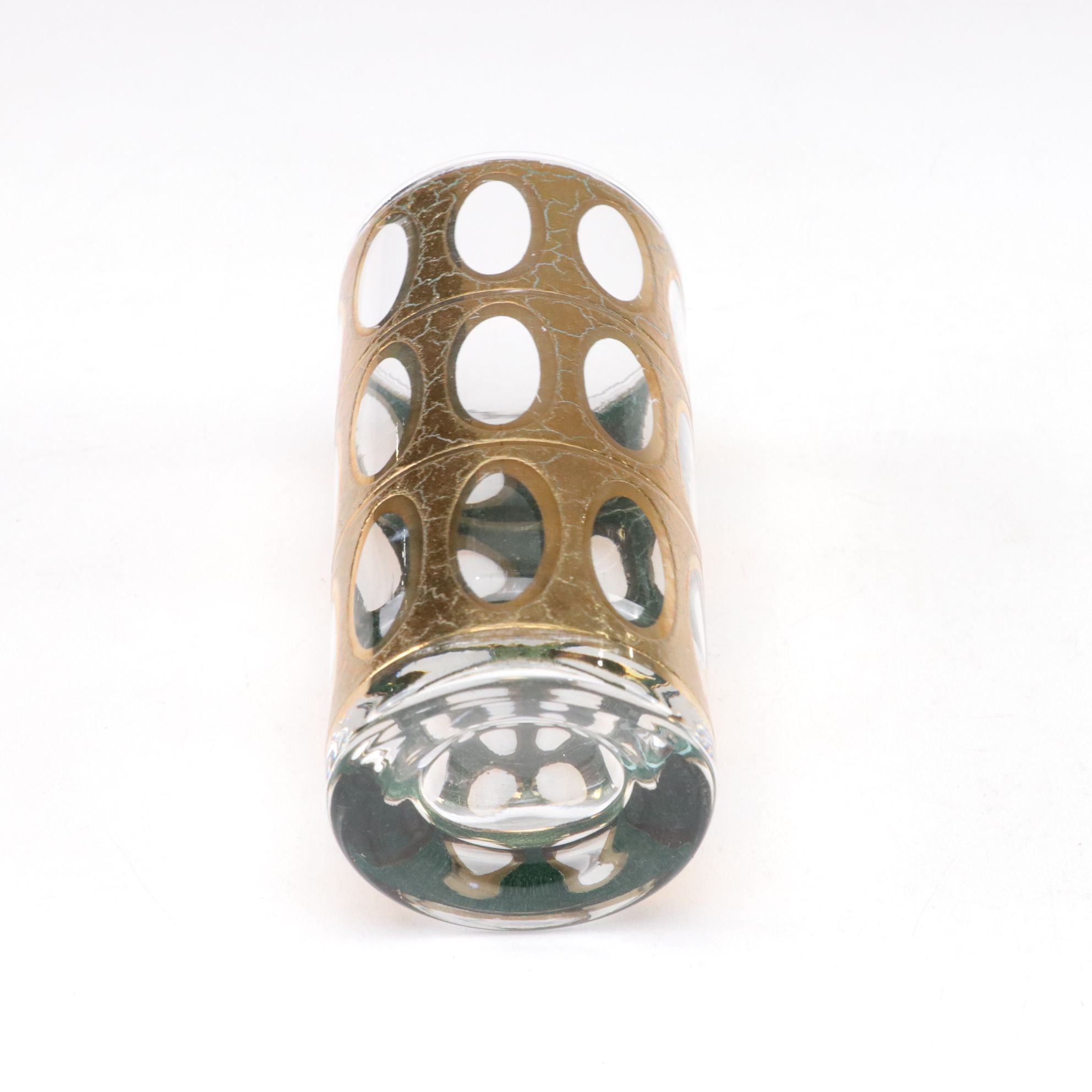 MCM Culver "Pisa" Crackle Gilt with Feather Motif Highball Glasses