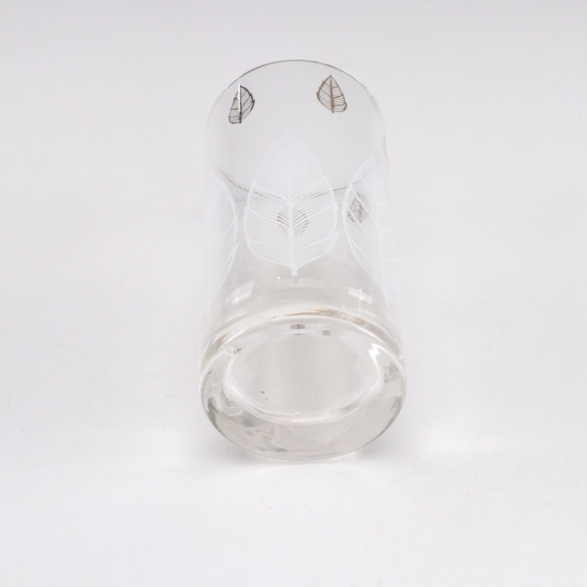 MCM Culver "Pisa" Crackle Gilt with Feather Motif Highball Glasses