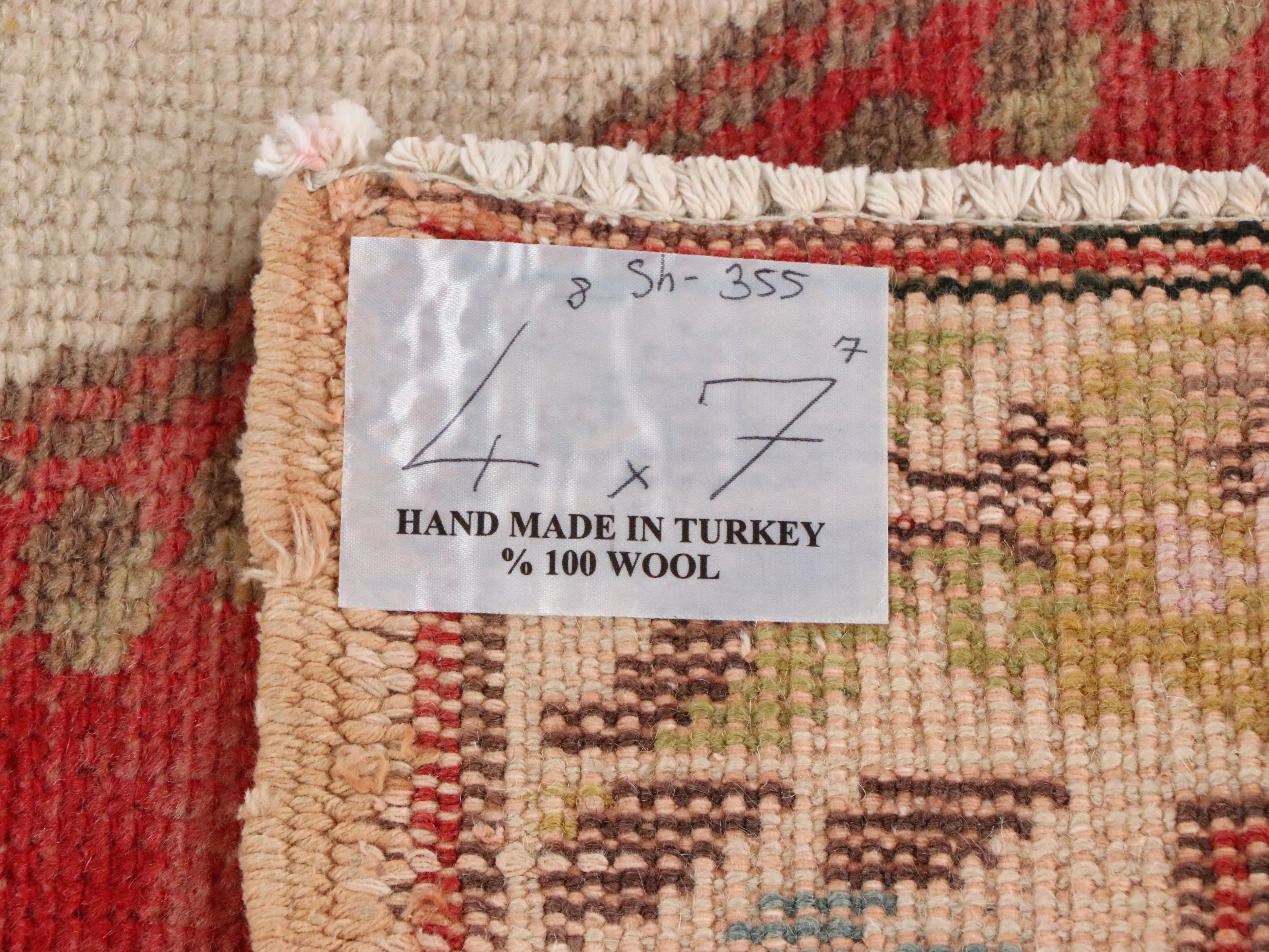 4'7 x 7'7 Hand-Knotted Turkish Anatolian Medallion Area Rug