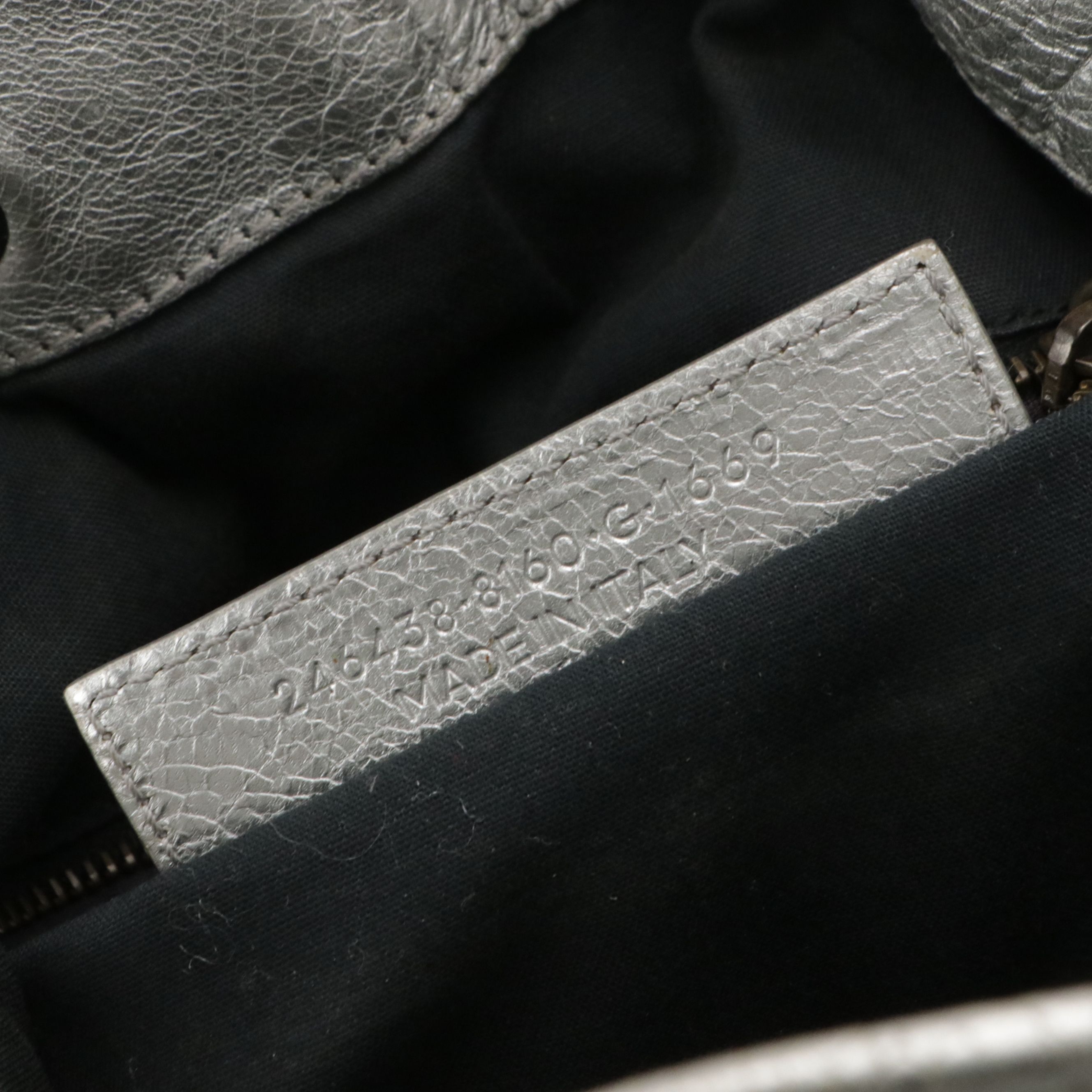 Balenciaga Pompon Mini Bucket Two-Way Bag in Metallic Silver Lambskin Leather