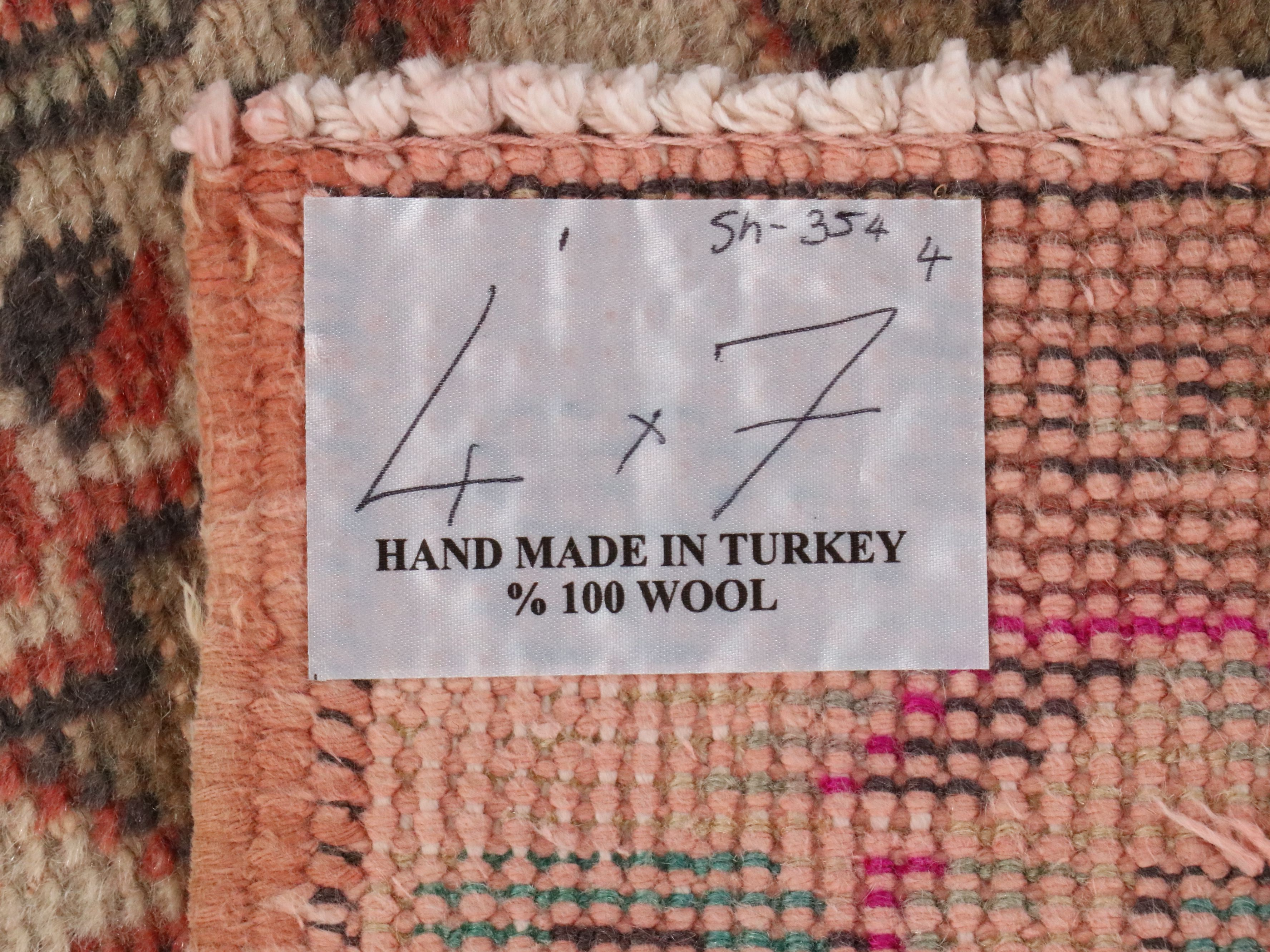 4'2 x 7'2 Hand-Knotted Turkish Anatolian Area Rug