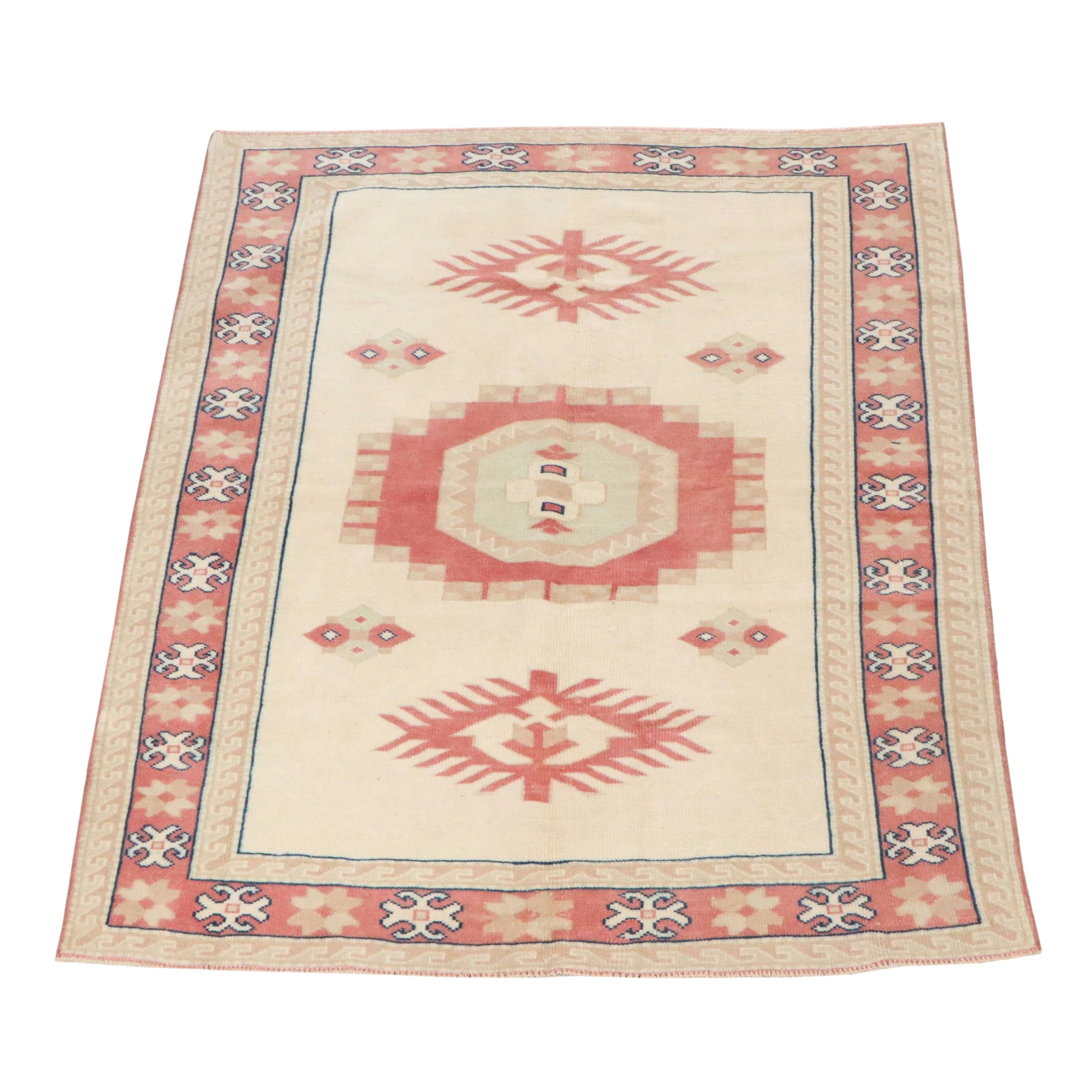 5'3 x 6'11 Hand-Knotted Turkish Anatolian Area Rug