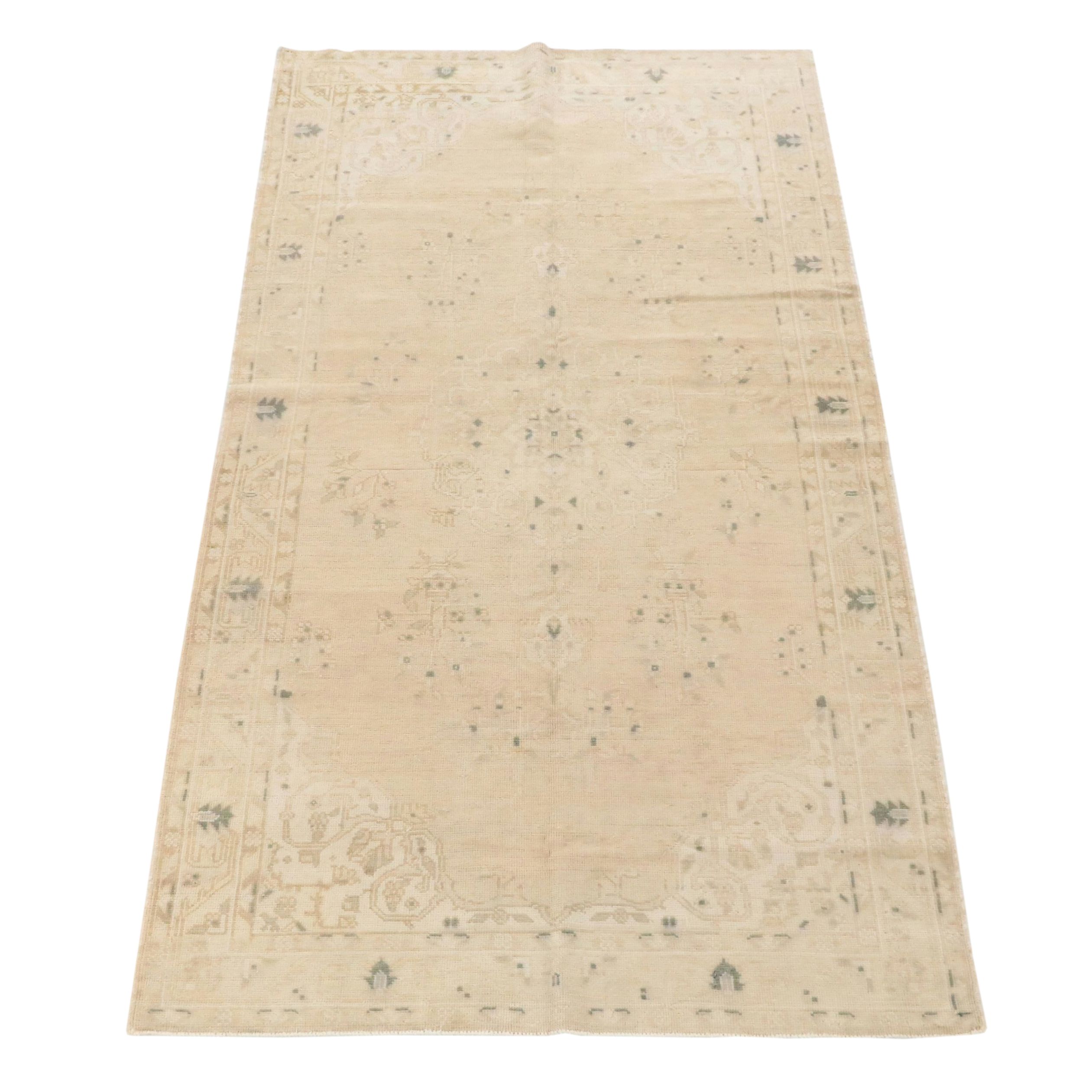 5'4 x 10'1 Hand-Knotted Turkish Oushak "Ghost" Style Area Rug