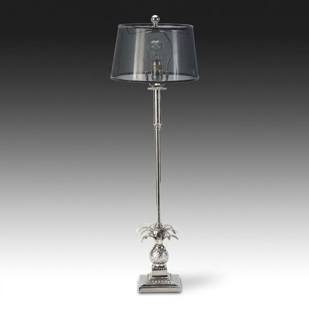 Silver Finish Pineapple Console Lamp with Fine Mesh Shade