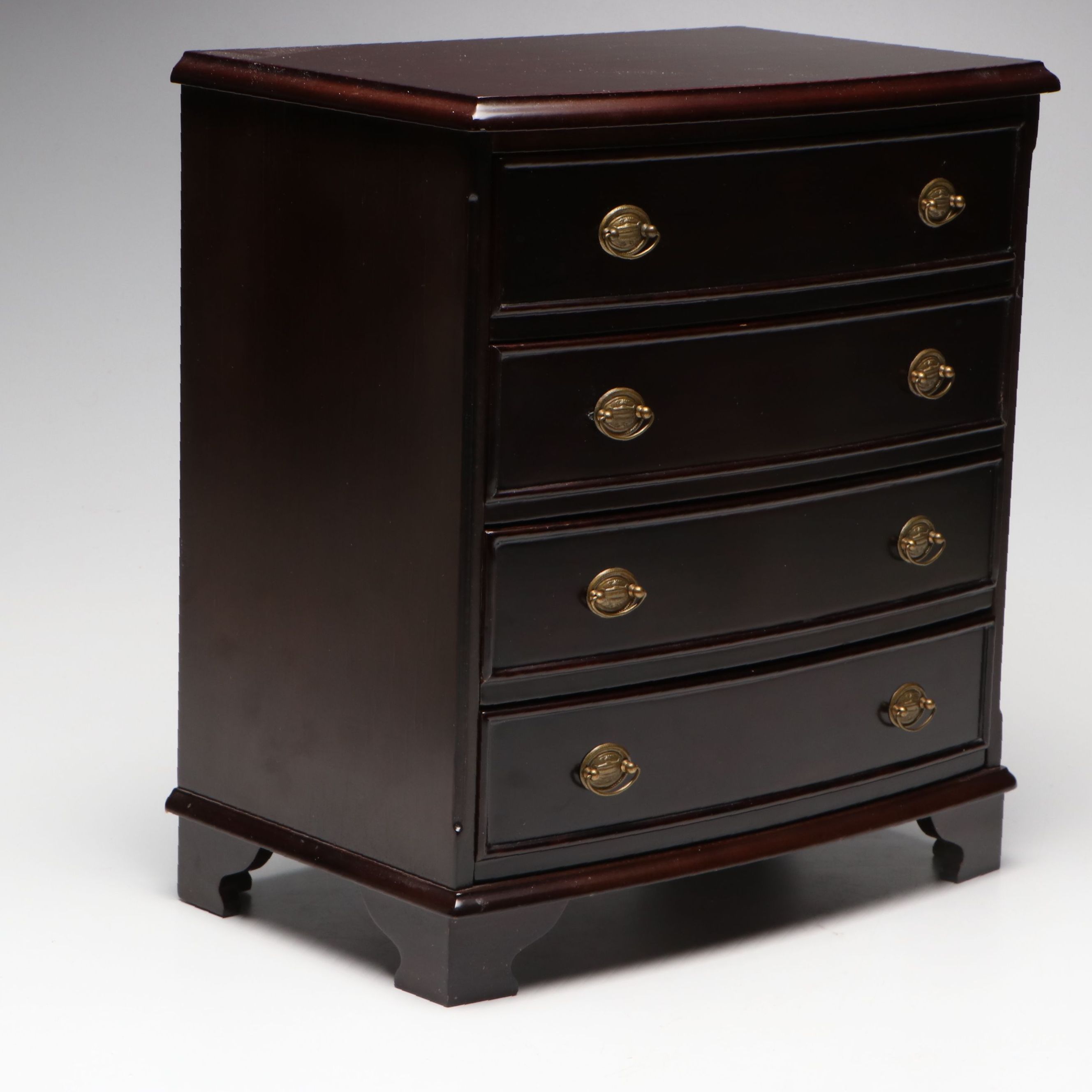 The Bombay Company Wooden Footed Jewelry Chest, Late 20th Century