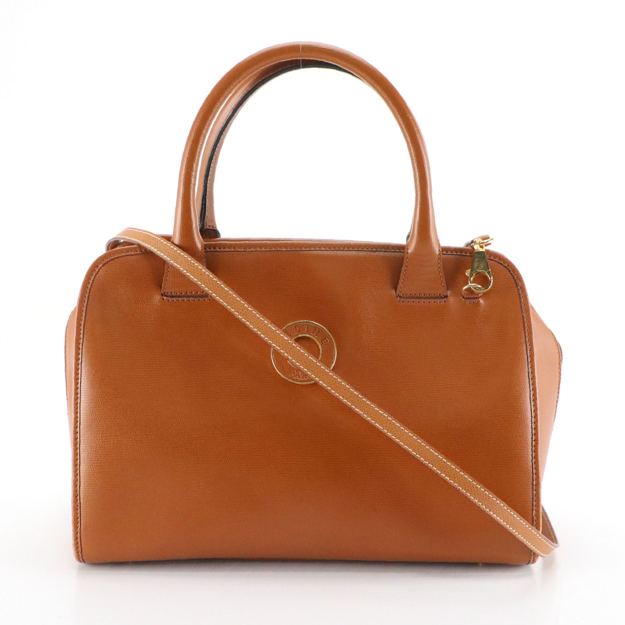 Celine Zip Around Two-Way Bag in Caramel Brown Leather