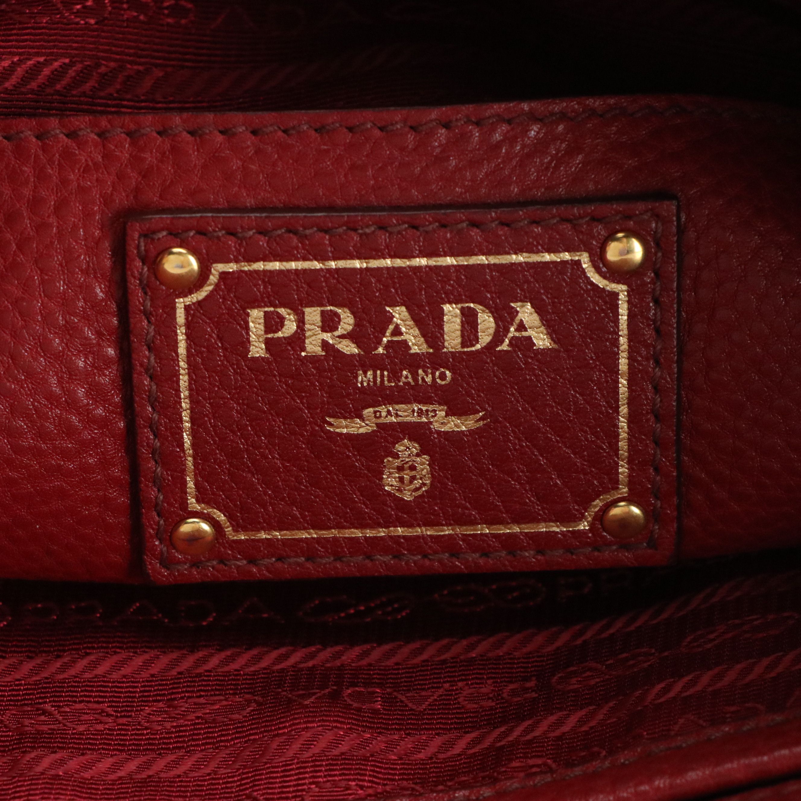 Prada Side Zip Large Shopper Tote in Red Vitello Daino Leather