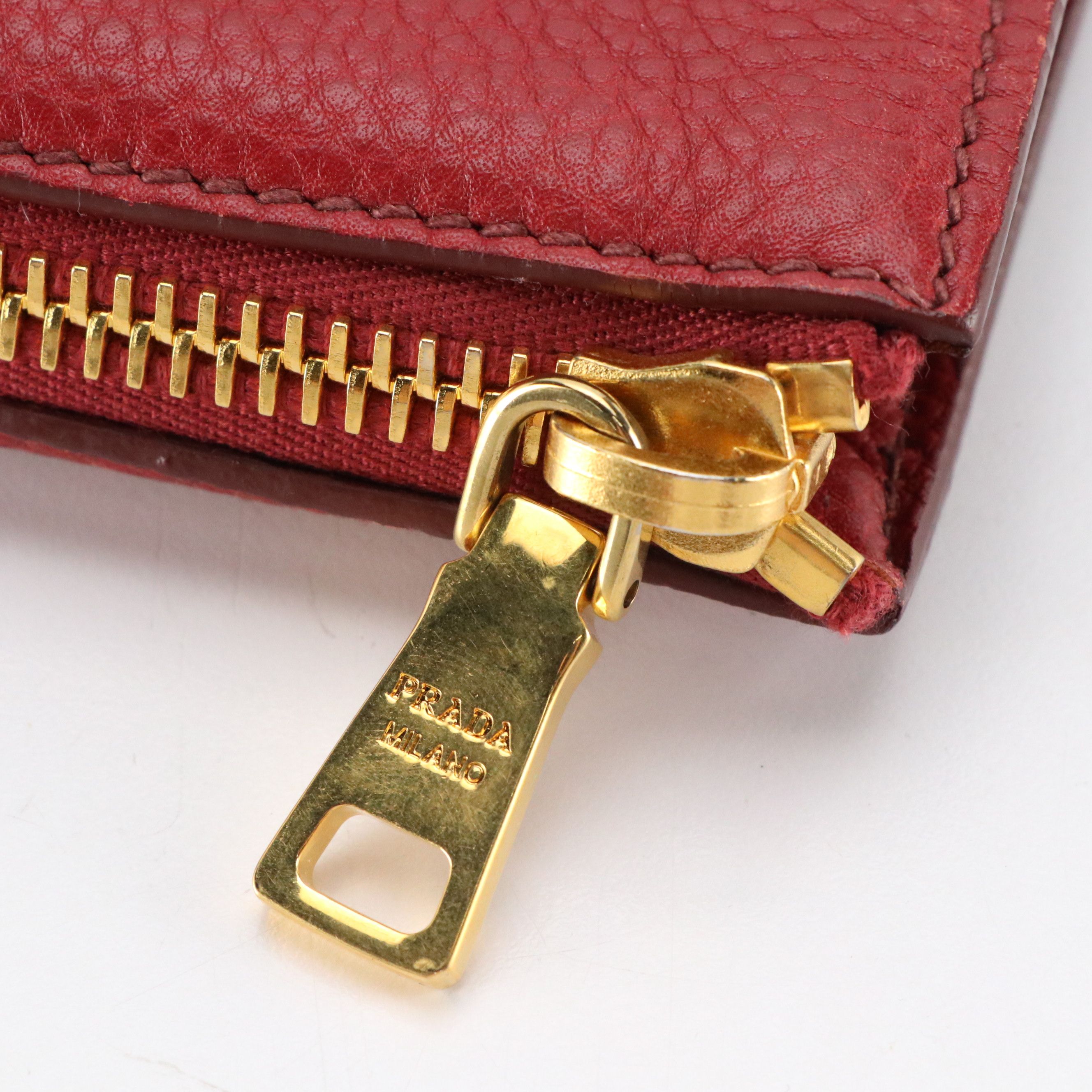 Prada Side Zip Large Shopper Tote in Red Vitello Daino Leather