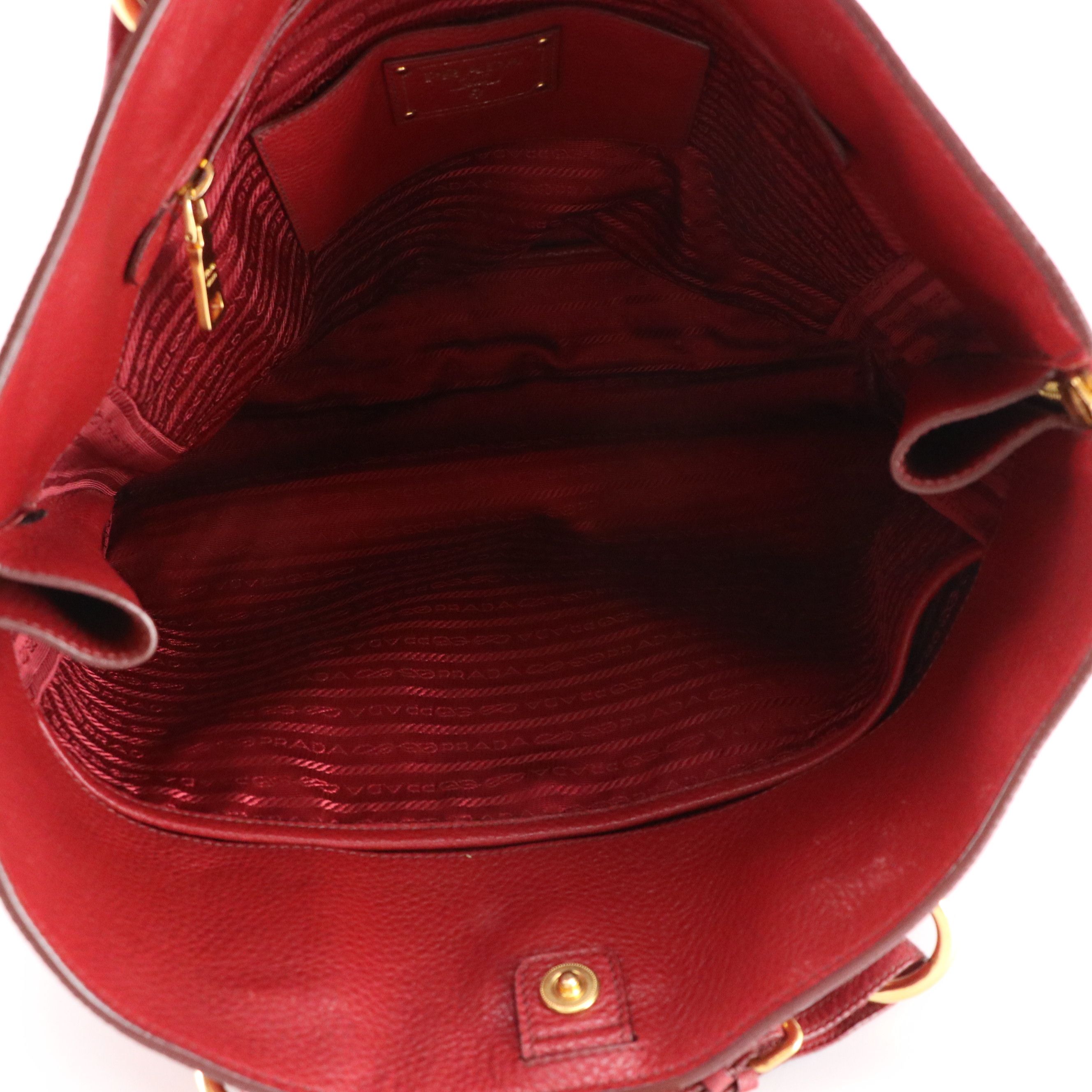 Prada Side Zip Large Shopper Tote in Red Vitello Daino Leather