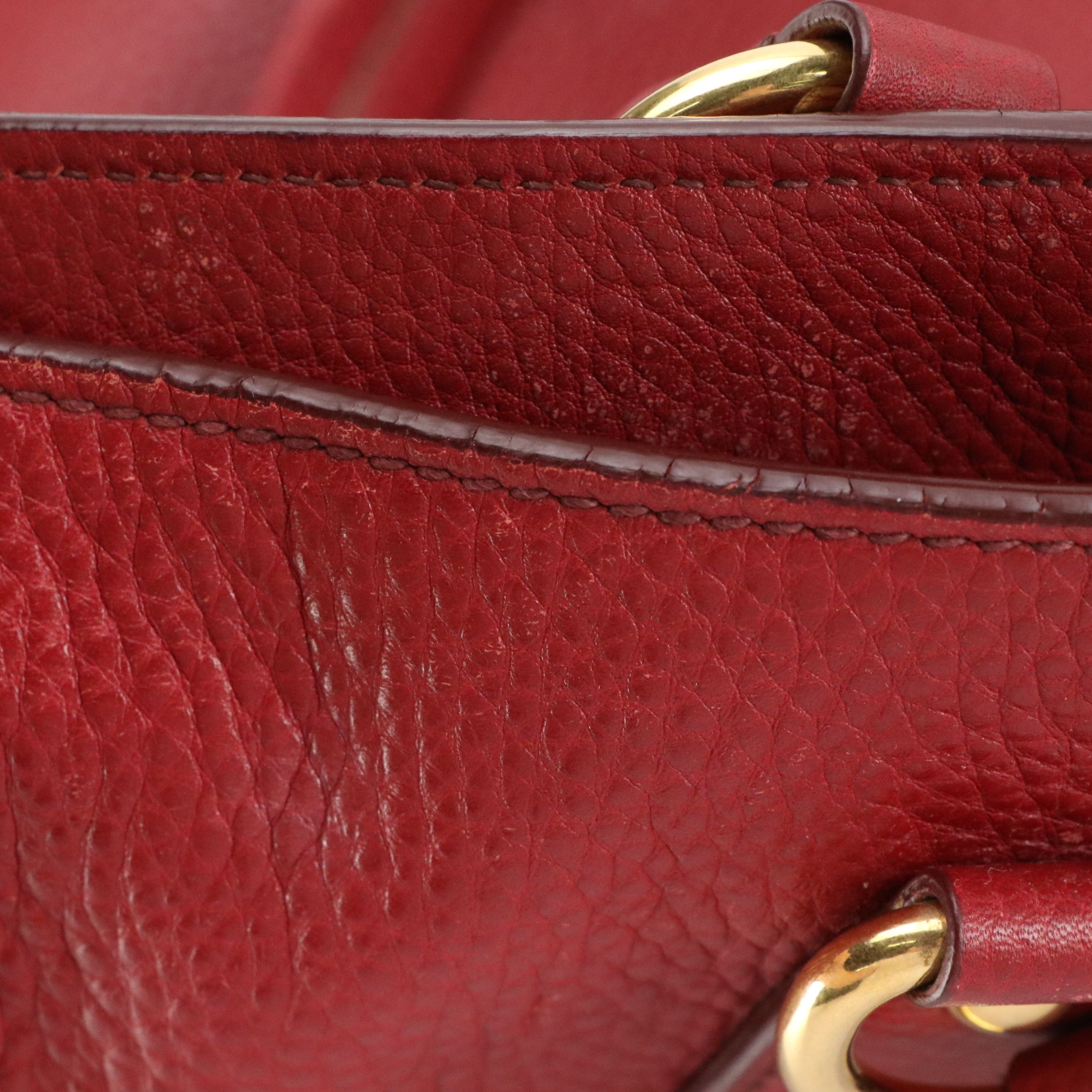 Prada Side Zip Large Shopper Tote in Red Vitello Daino Leather