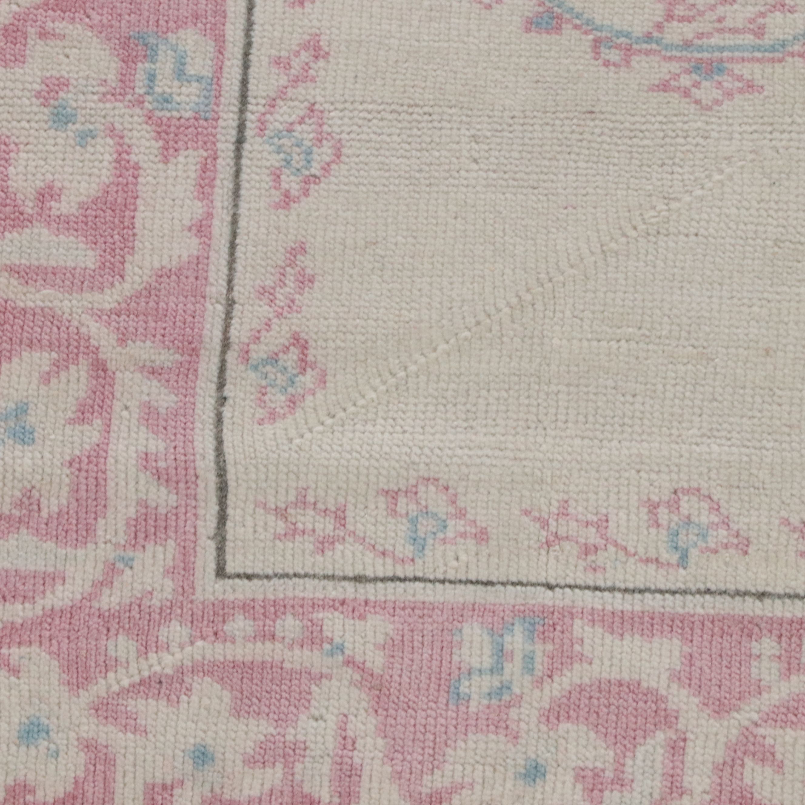 4'2 x 5'9 Hand-Knotted Turkish Oushak Area Rug