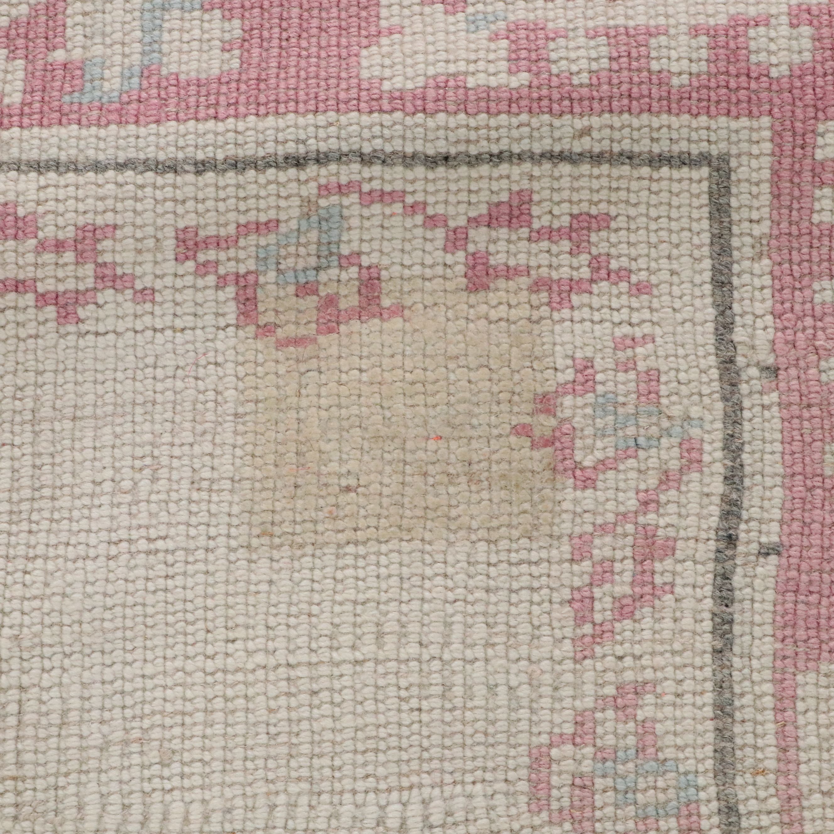 4'2 x 5'9 Hand-Knotted Turkish Oushak Area Rug