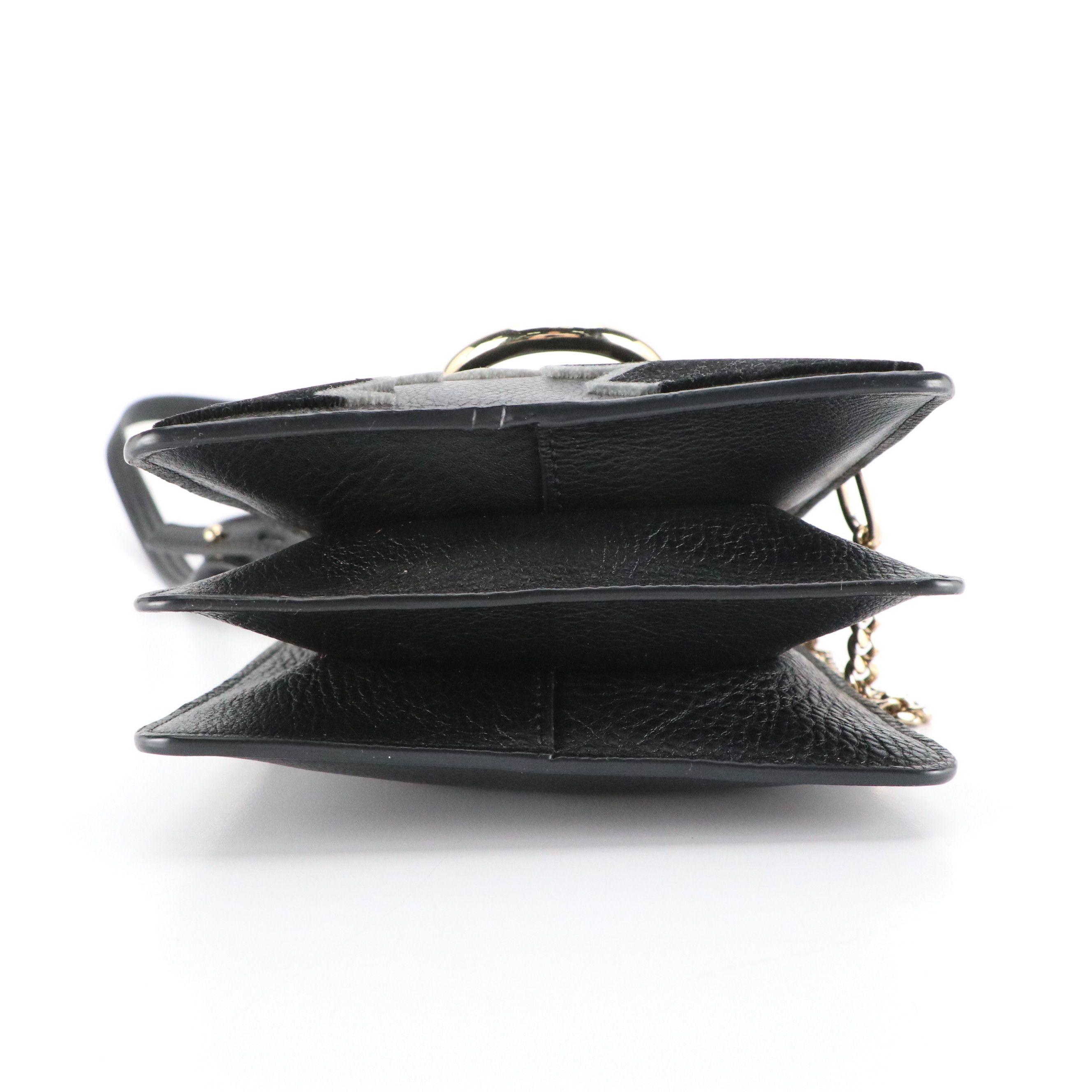 Chloé Mini Faye Bracelet Crossbody Bag in Starry Black Calfskin Leather & Velvet
