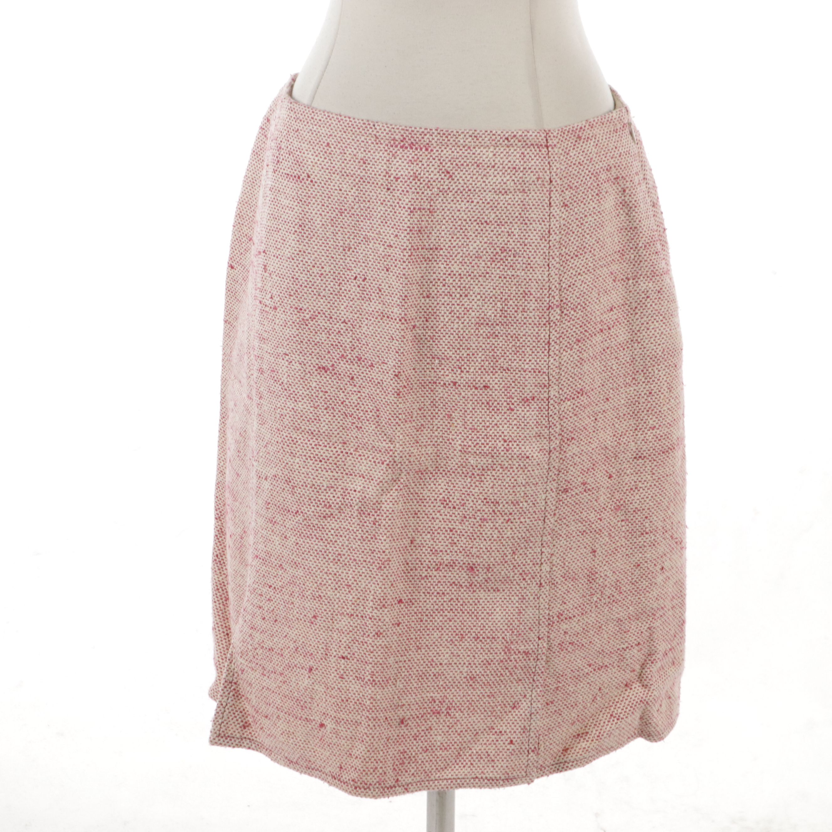 Valentino Collarless Skirt Suit in Silk Noil Canvas