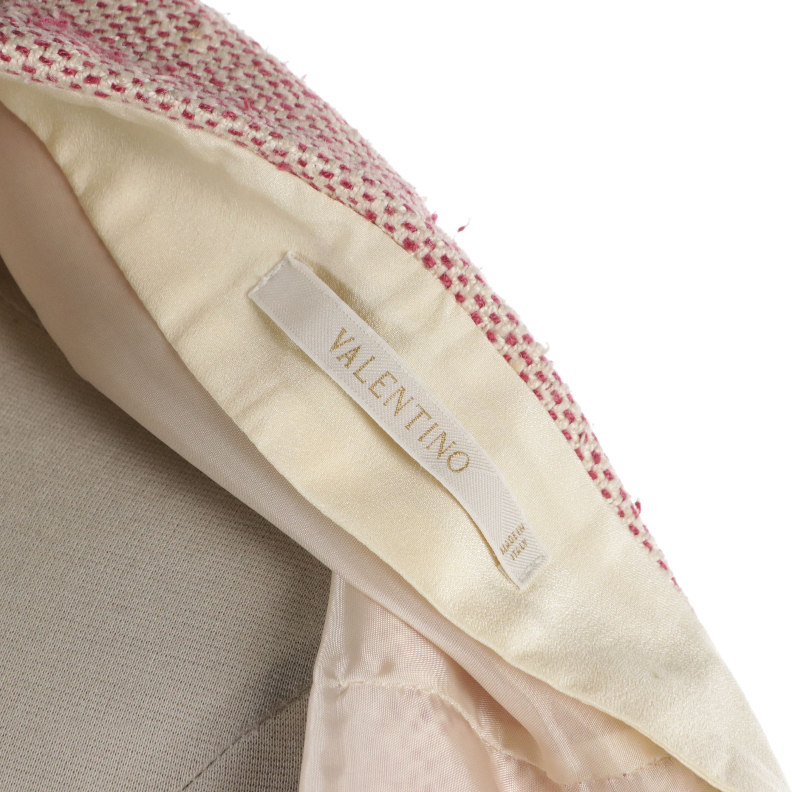 Valentino Collarless Skirt Suit in Silk Noil Canvas