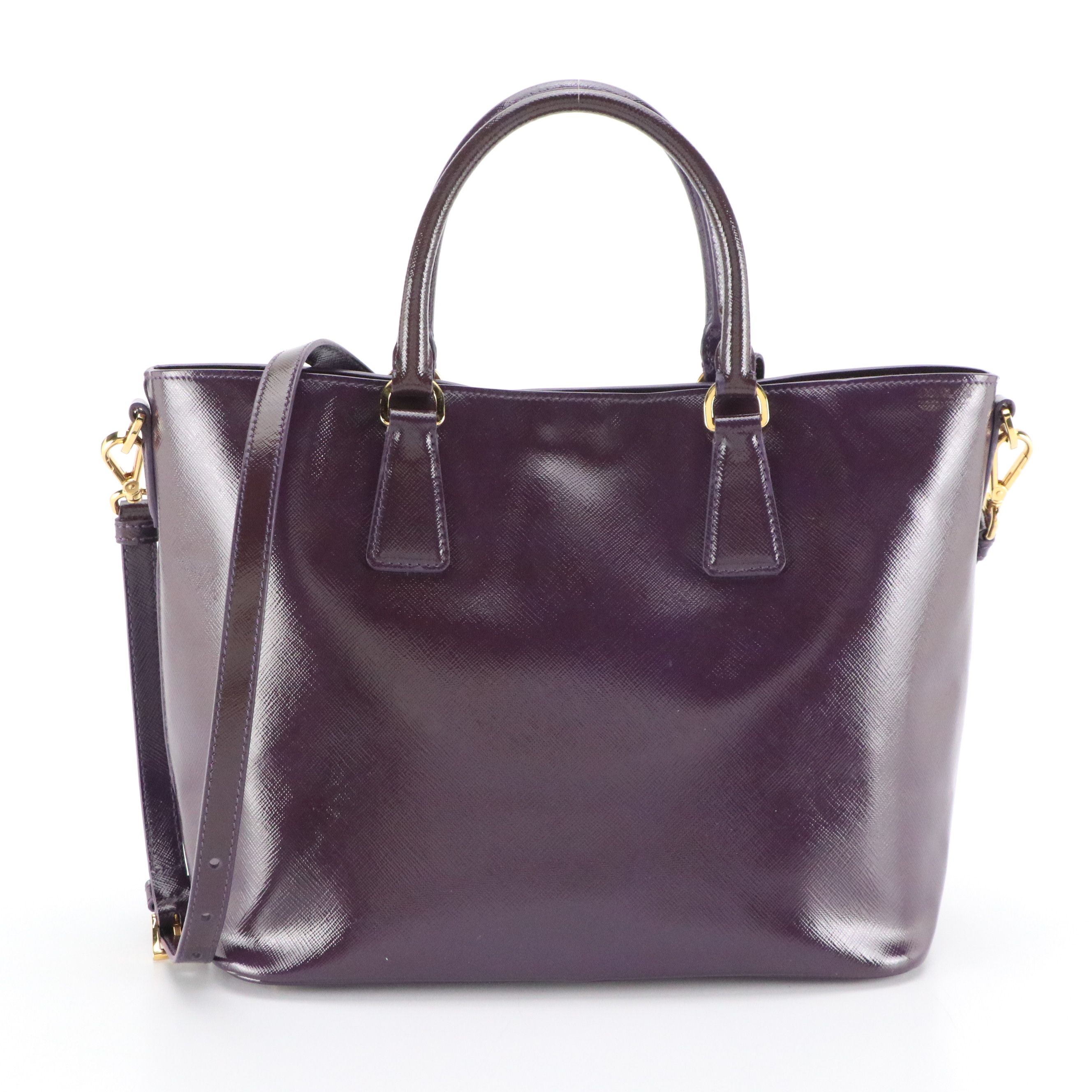 Prada Two-Way Shopper Tote in Purple Vernice Saffiano Lux Leather