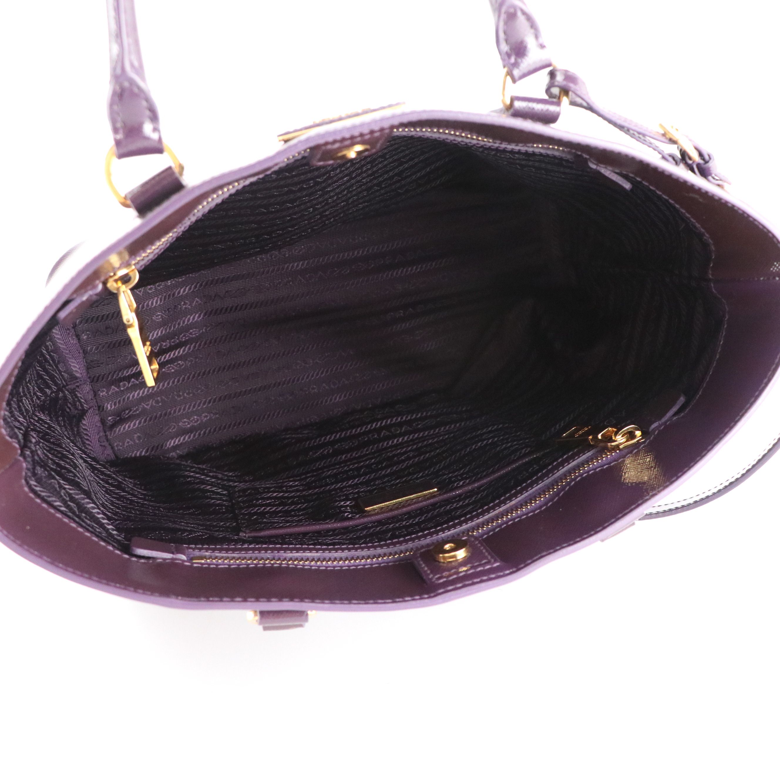 Prada Two-Way Shopper Tote in Purple Vernice Saffiano Lux Leather