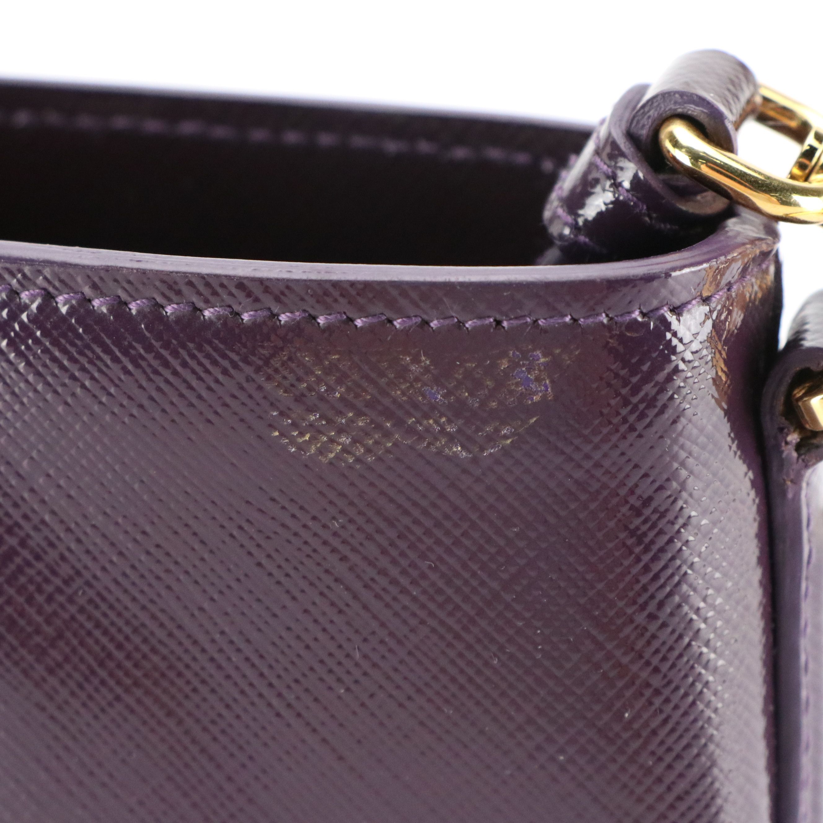 Prada Two-Way Shopper Tote in Purple Vernice Saffiano Lux Leather