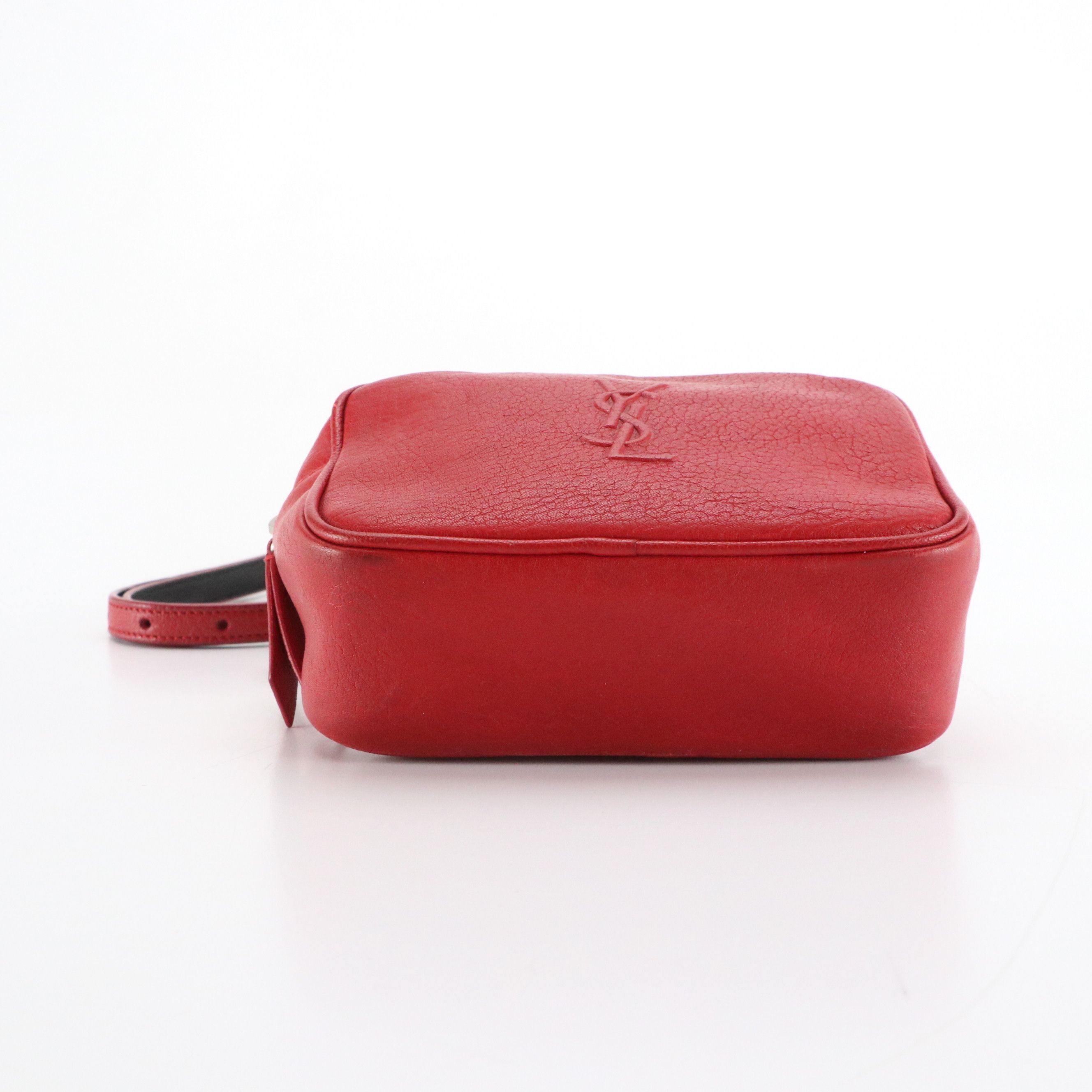 Saint Laurent YSL Lou Camera Belt Bag in Red Goatskin Leather with Tassel Charm