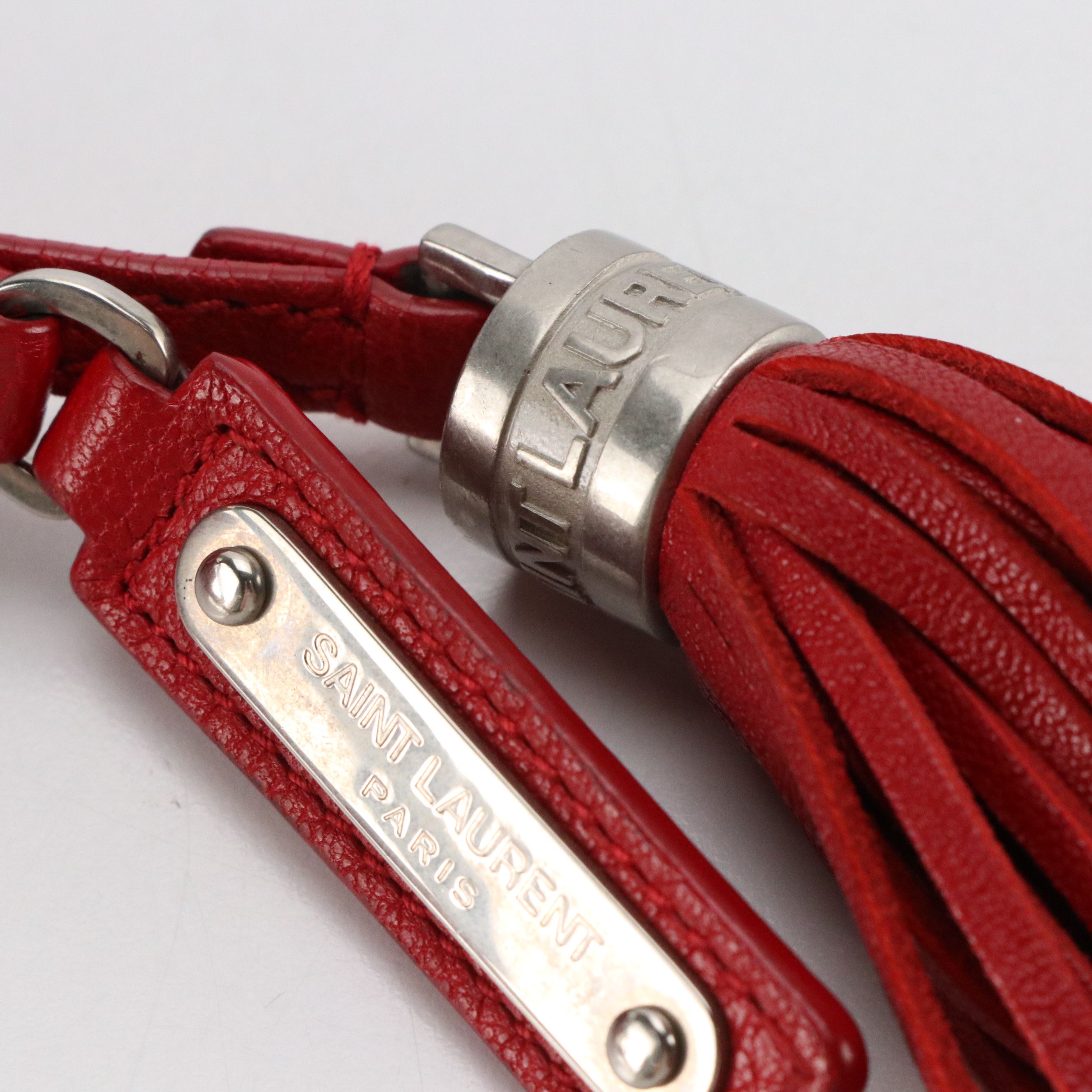 Saint Laurent YSL Lou Camera Belt Bag in Red Goatskin Leather with Tassel Charm