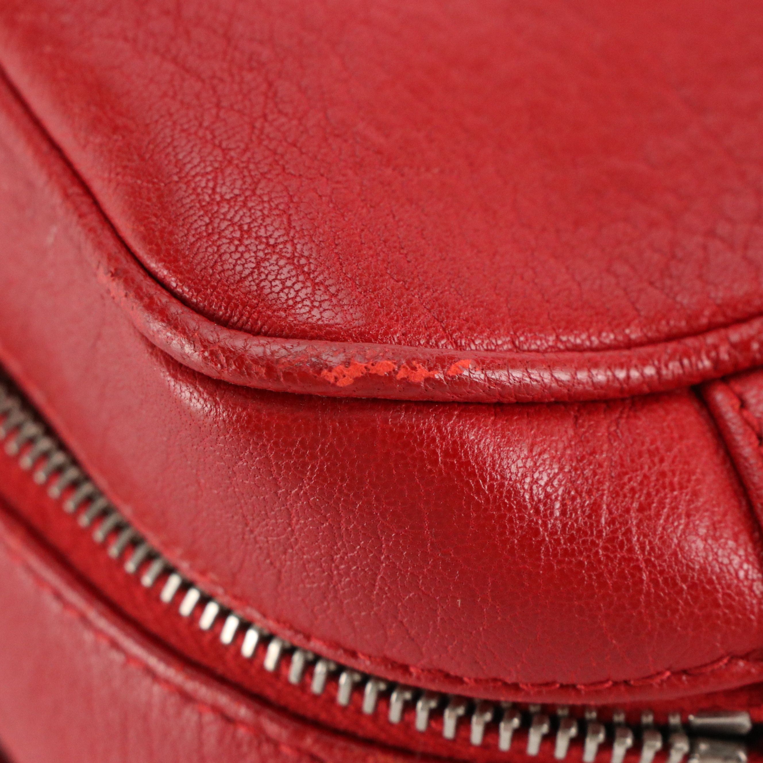 Saint Laurent YSL Lou Camera Belt Bag in Red Goatskin Leather with Tassel Charm