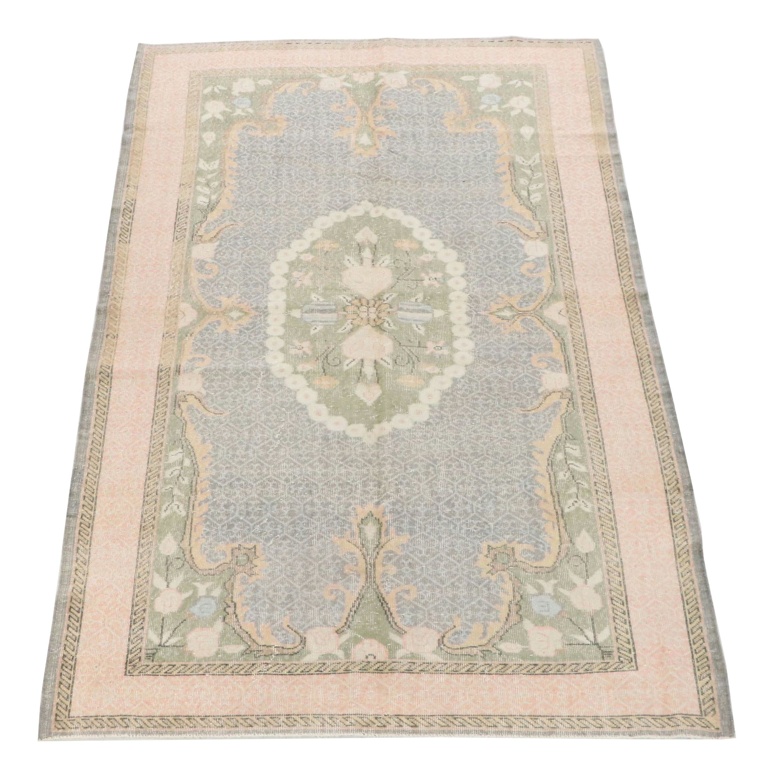 6'2 x 9'10 Hand-Knotted Turkish Oushak Area Rug