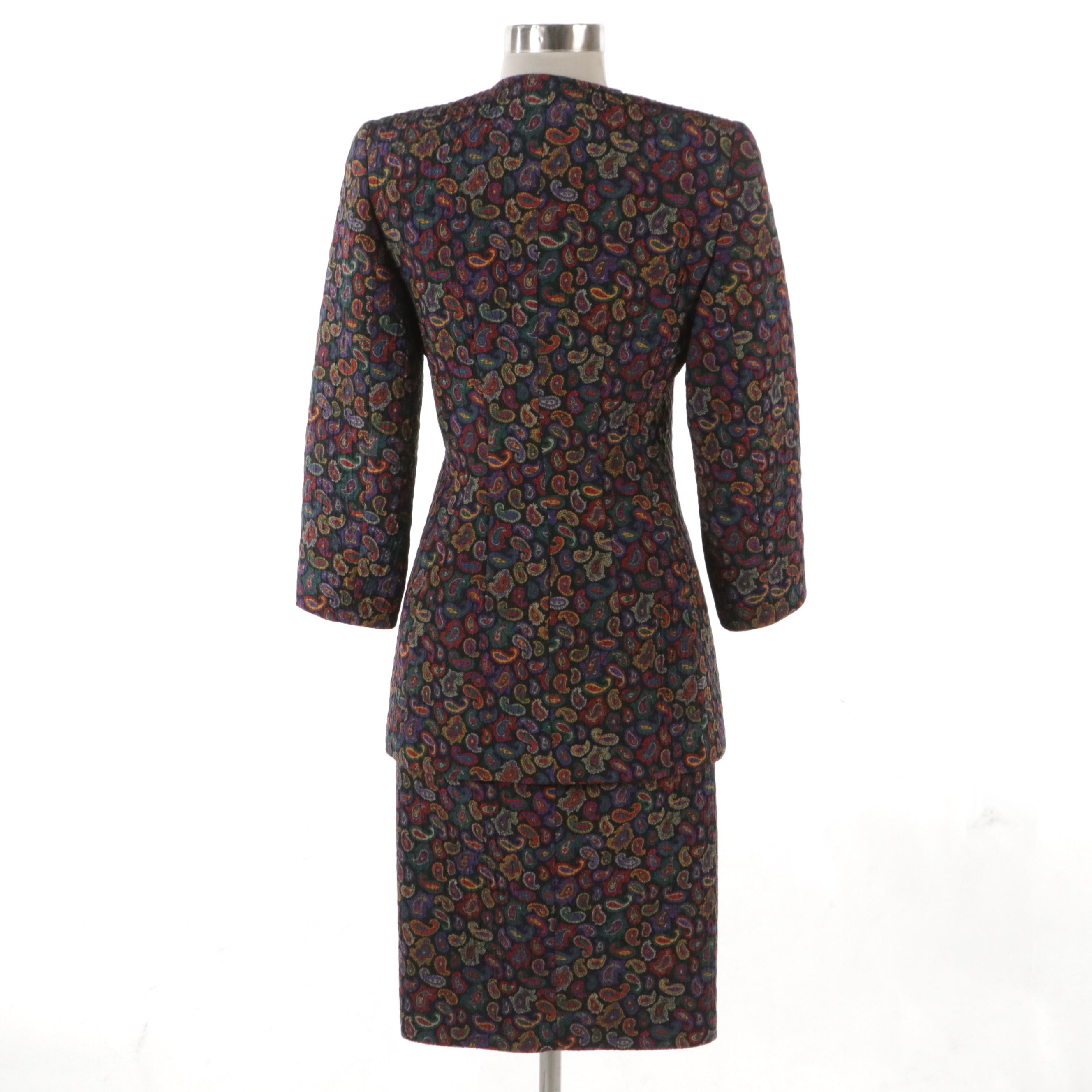 Valentino Garavani Miss V Skirt Suit in Quilted Paisley Wool Blend