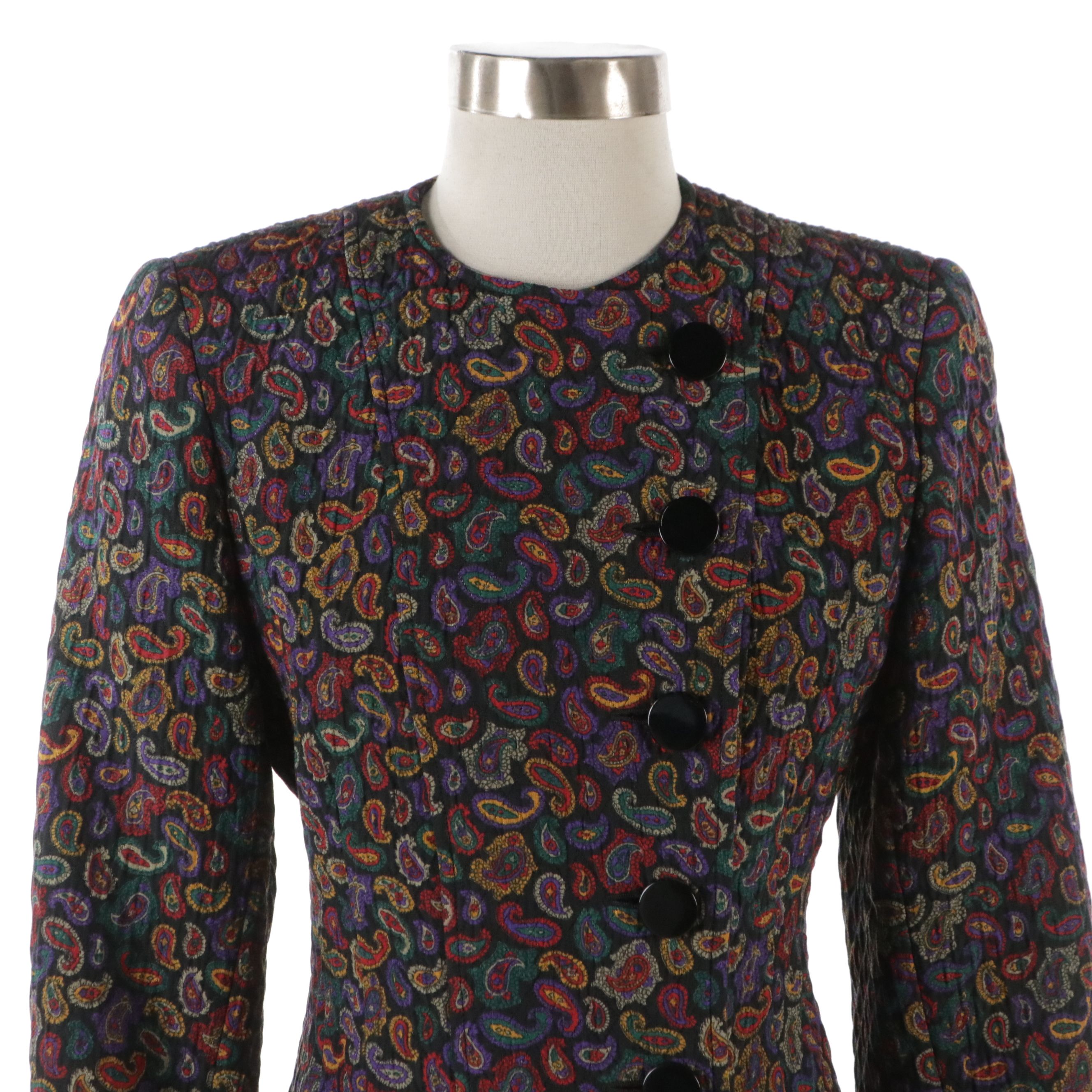 Valentino Garavani Miss V Skirt Suit in Quilted Paisley Wool Blend