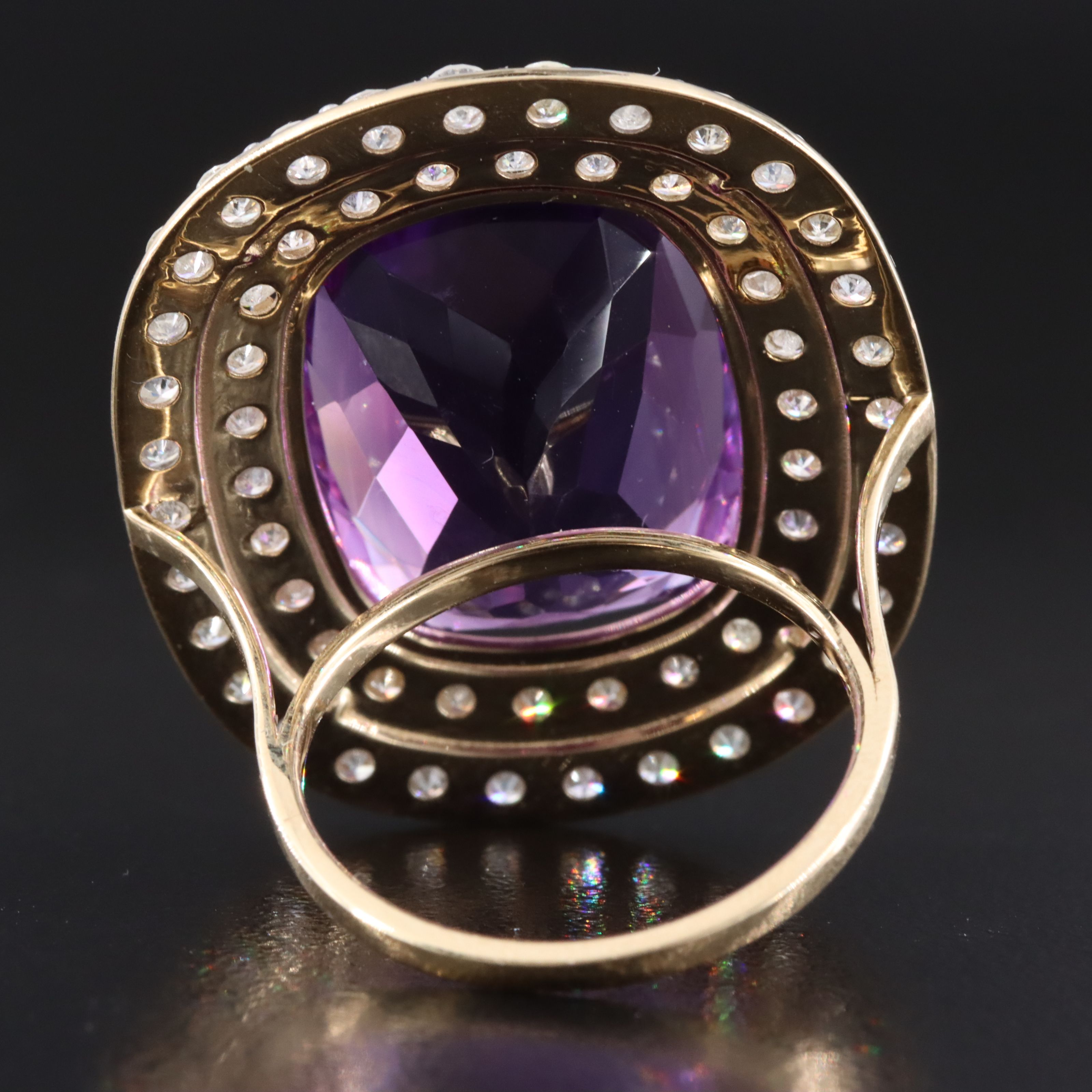14K 20.75 CT Amethyst and 3.68 CTW Diamond Double Halo Ring