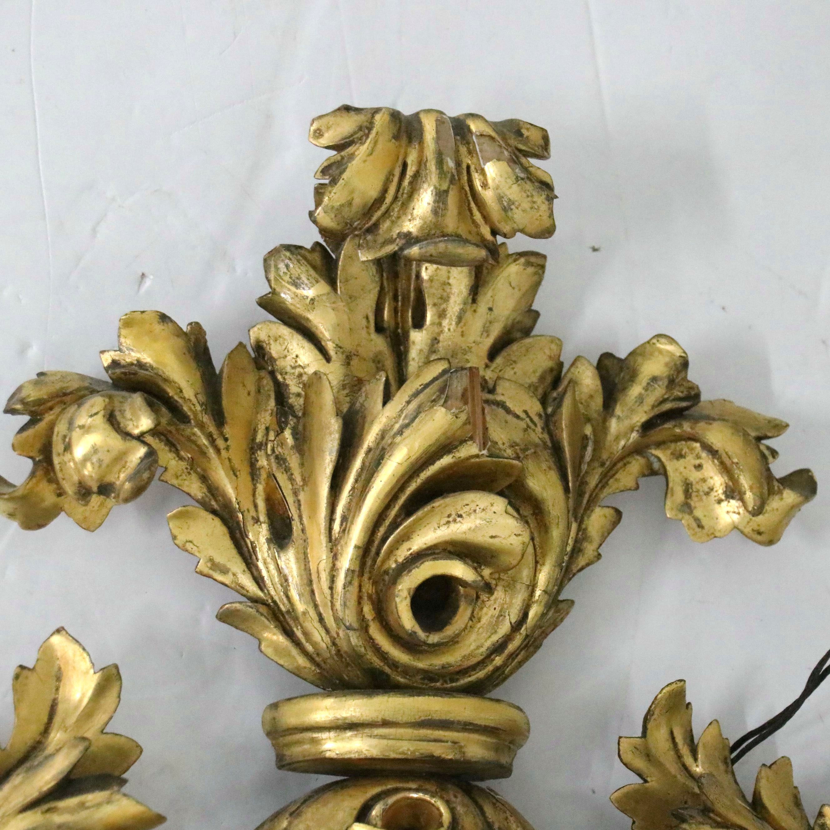 Antique Bull's Eye Giltwood Round Wall Mirror, Early 19th Century