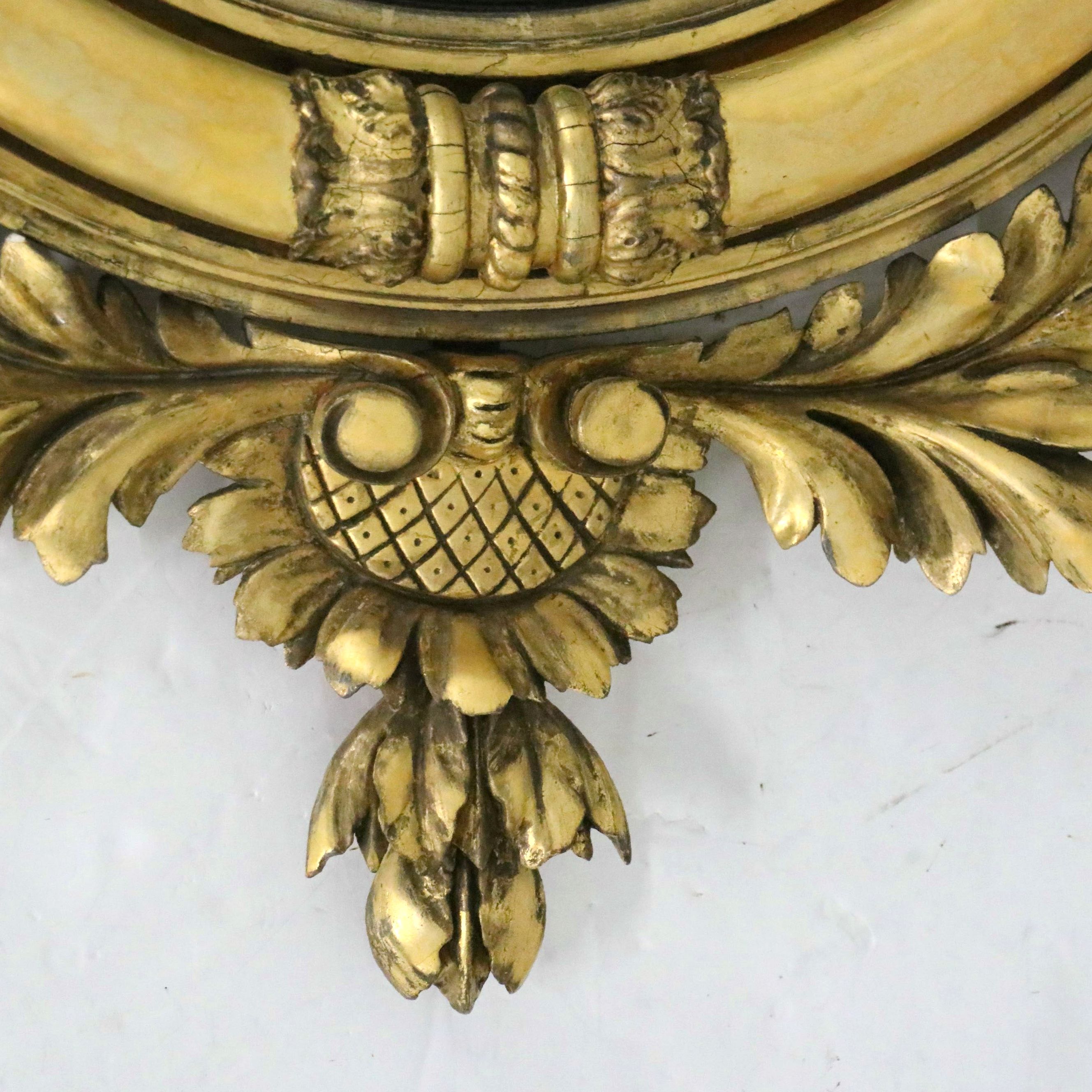 Antique Bull's Eye Giltwood Round Wall Mirror, Early 19th Century