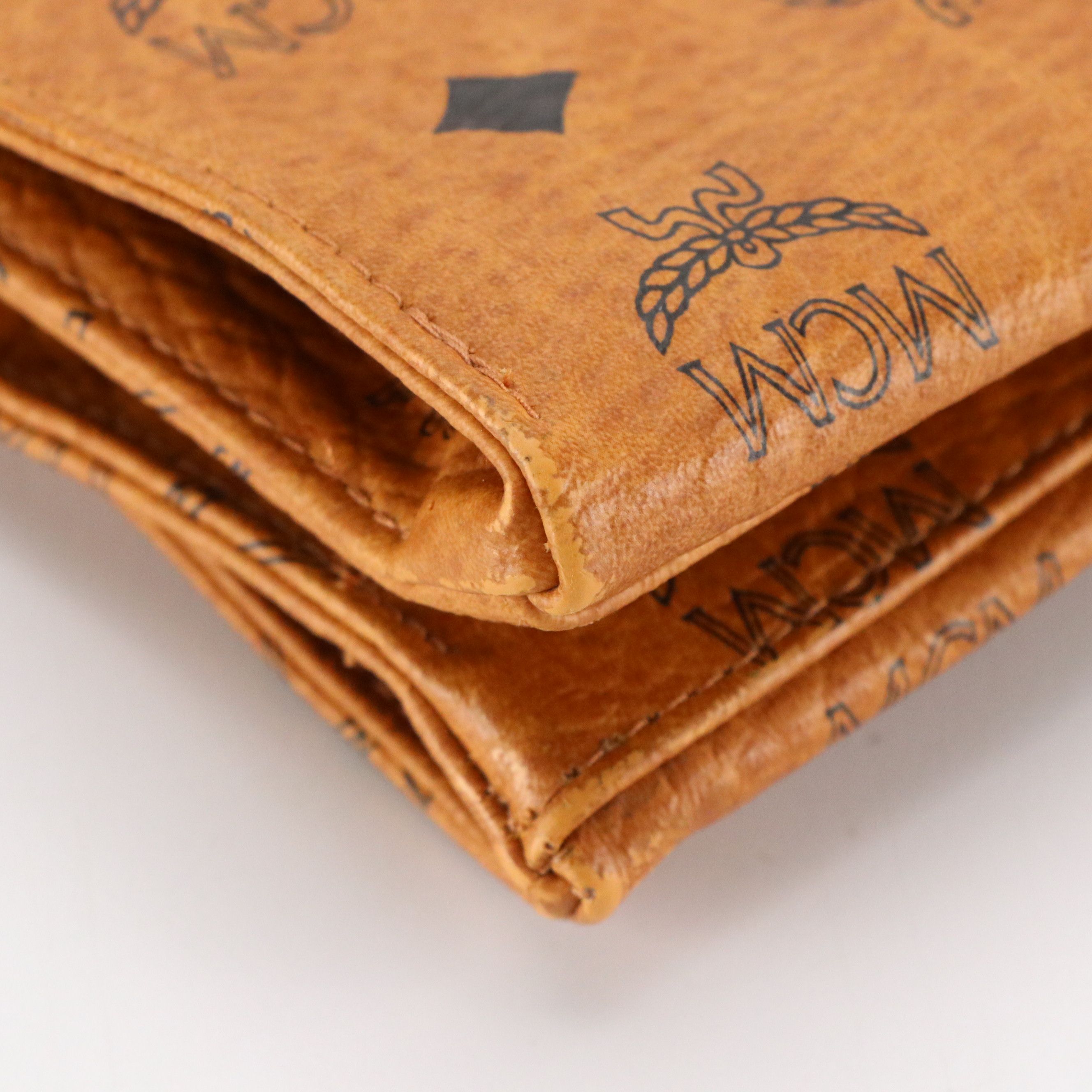 MCM Large Long Handle Zip Tote in Cognac Visetos Canvas