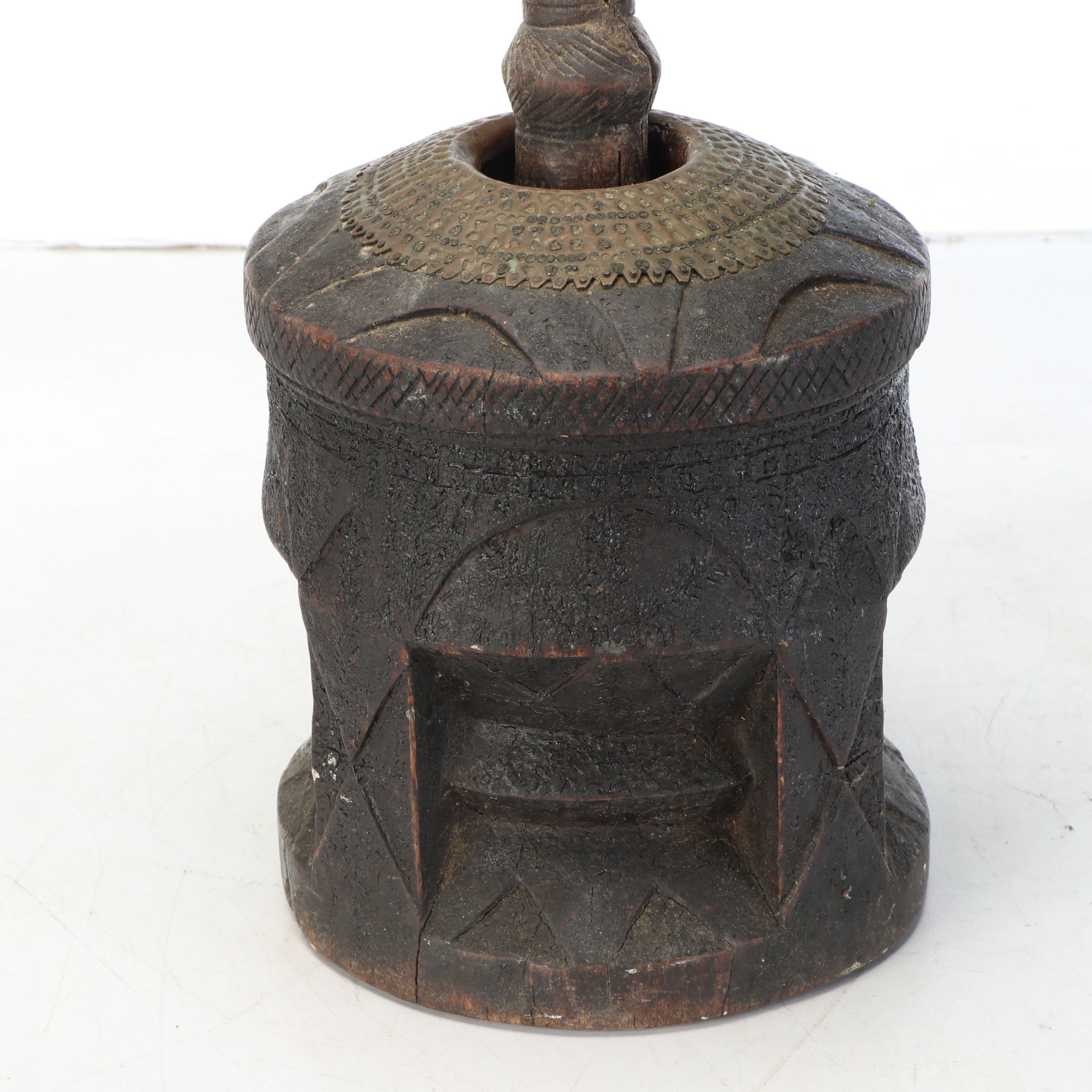 North African "Mihbaj" Hand-Carved Wood Coffee Grinder