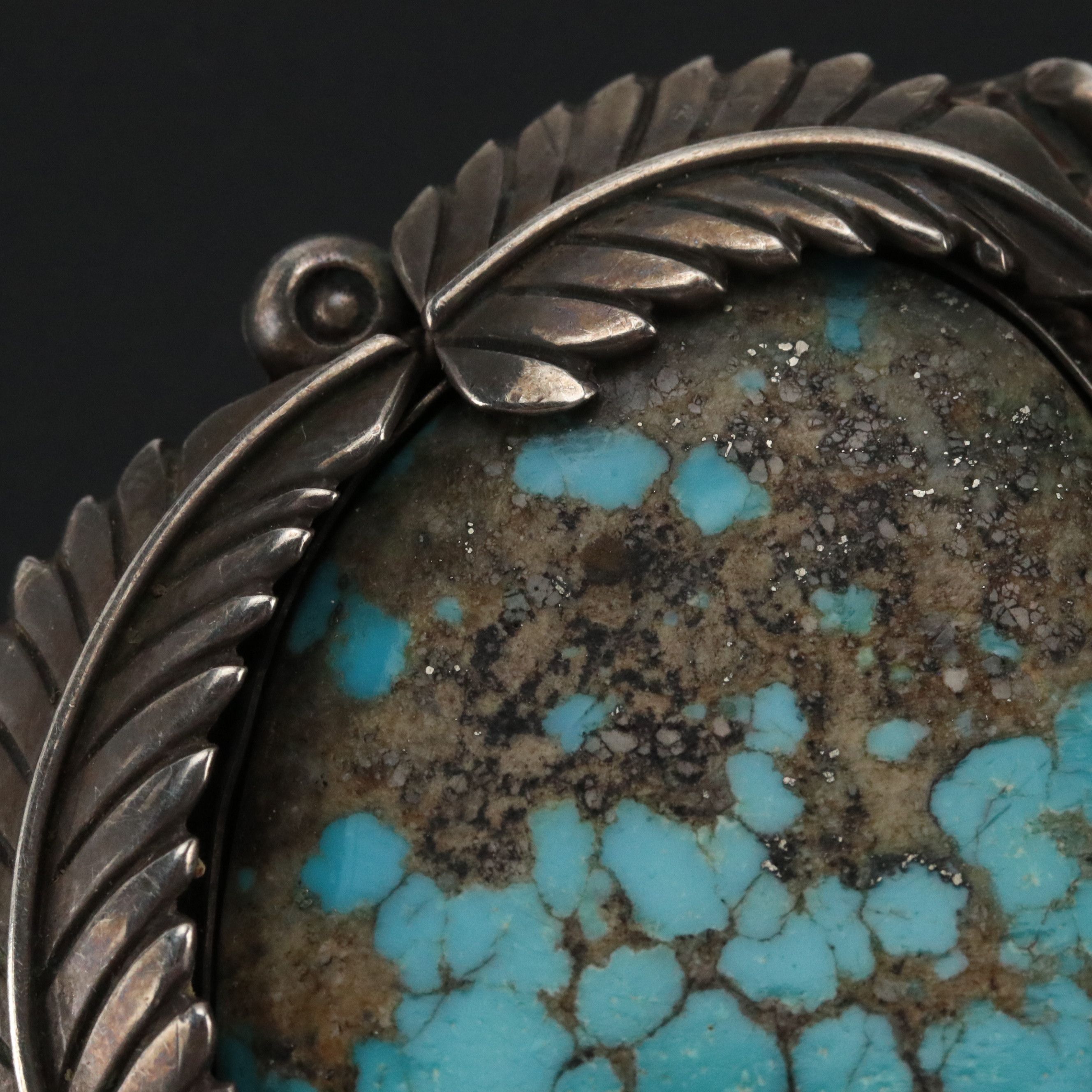 Signed Southwestern Sterling Silver Turquoise Bolo Slide Clip