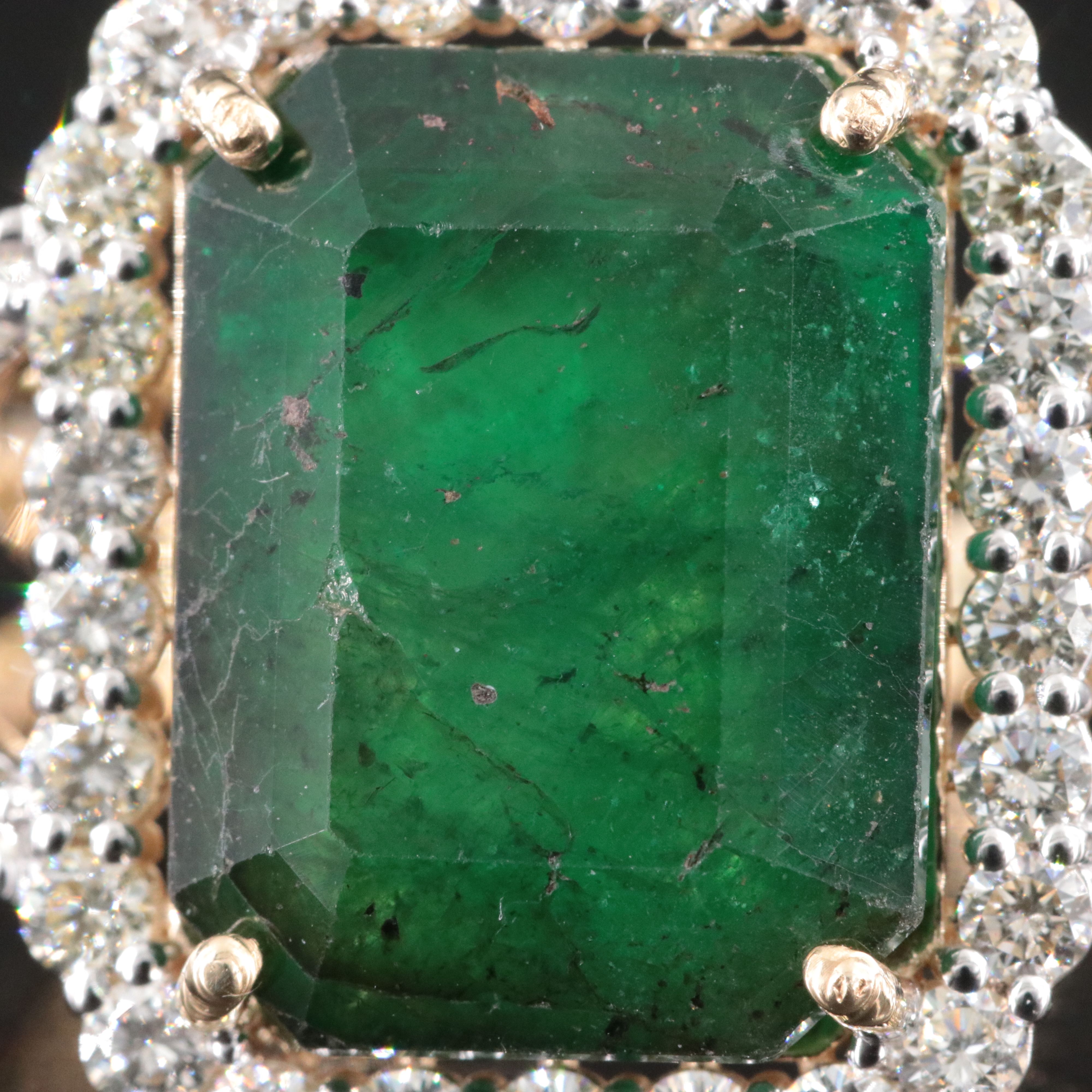 14K 10.57 CT Emerald and 1.80 CTW Diamond Ring