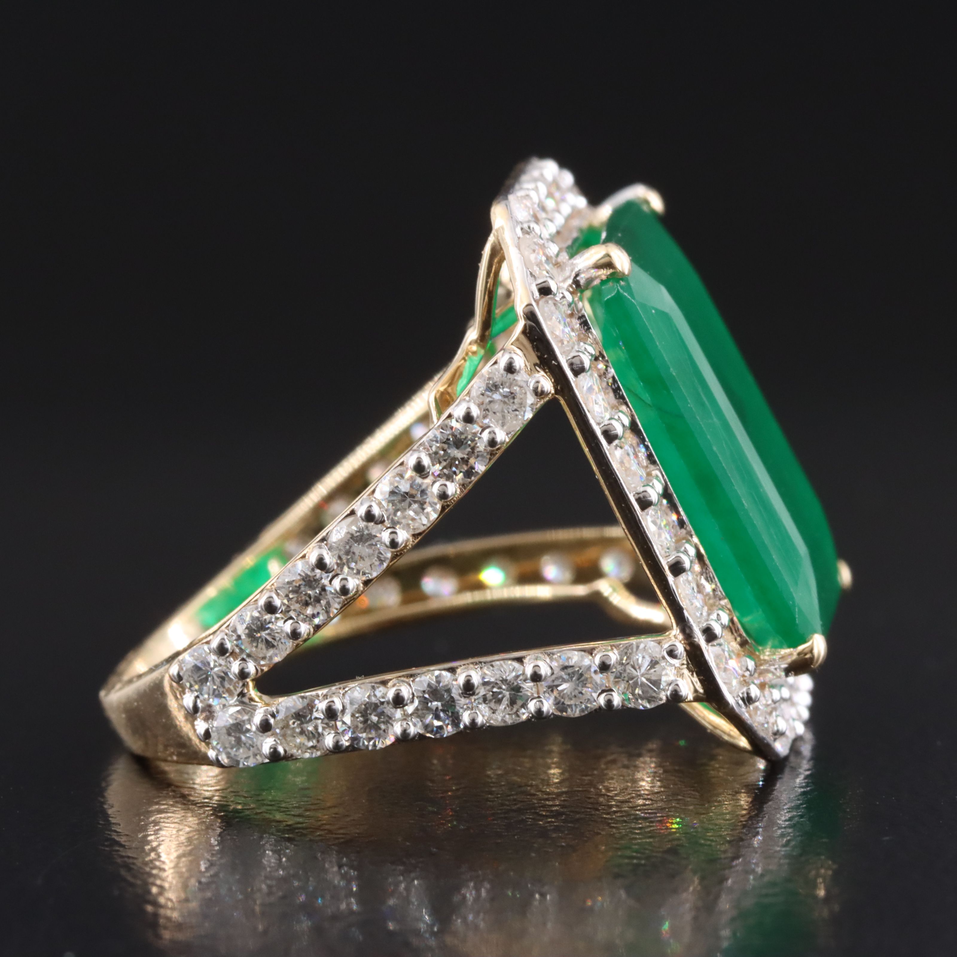 14K 7.45 CT Emerald and 1.88 CTW Diamond Ring