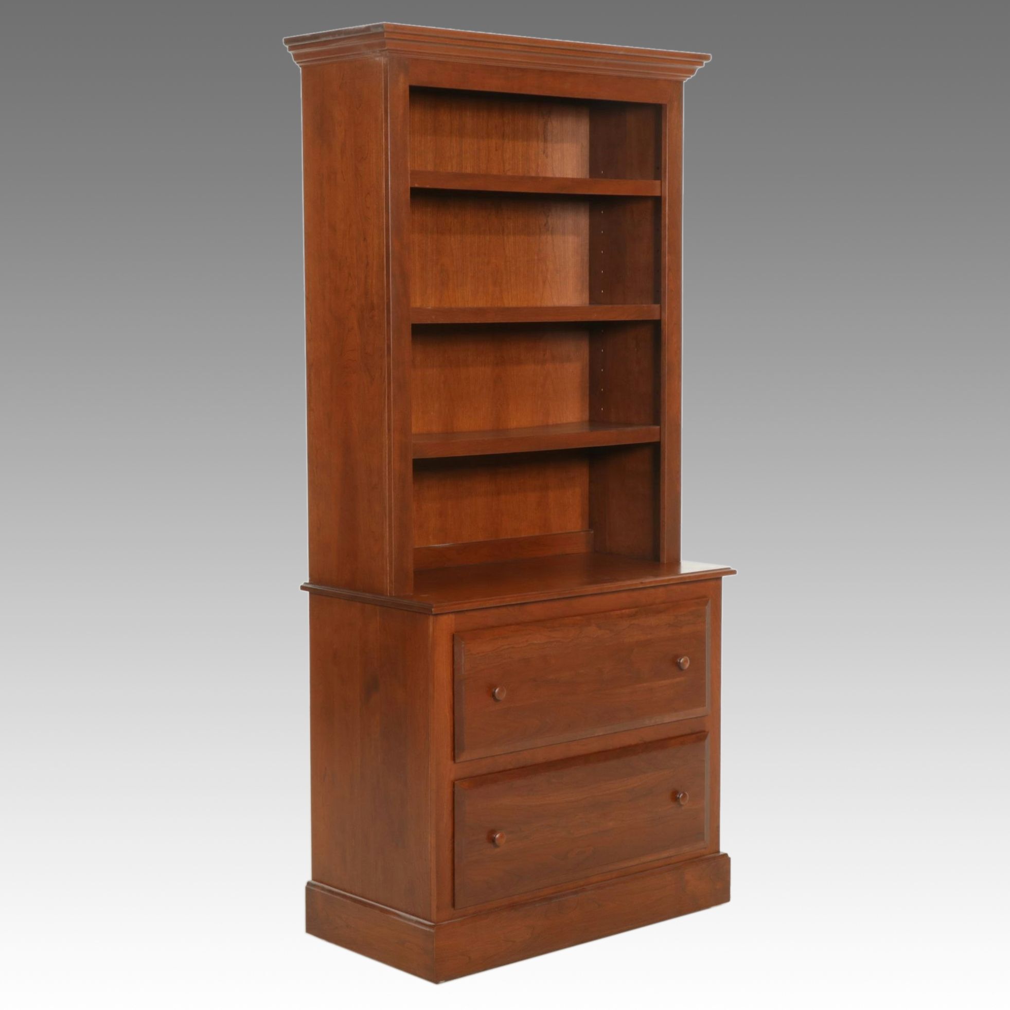 Amish Originals Furniture Cherry Finish Filing Cabinet Bookcase