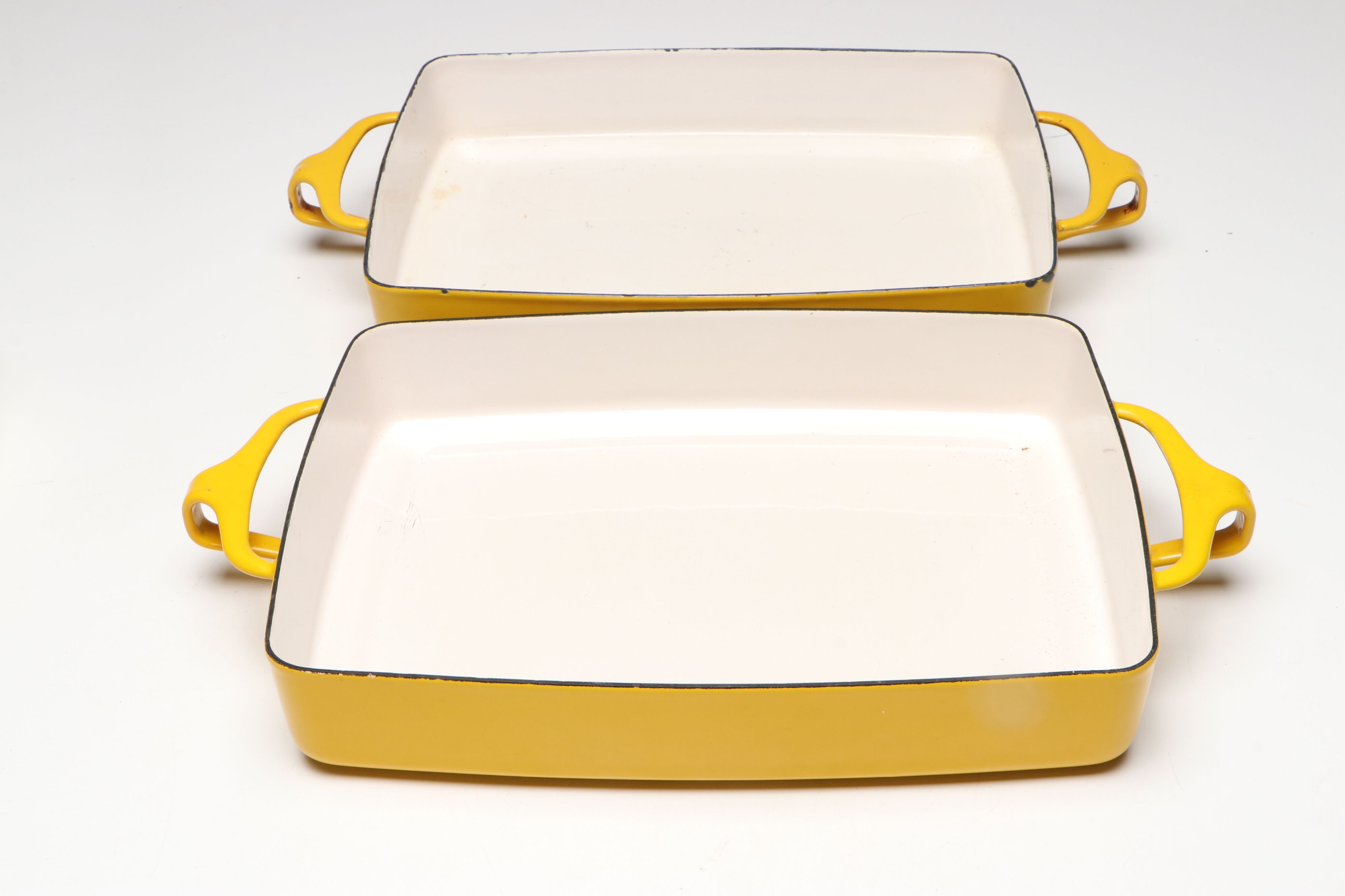 Dansk "Kobenstyle" Yellow Enameled Casserole Dishes, Fondue Pot and Sauce Pans