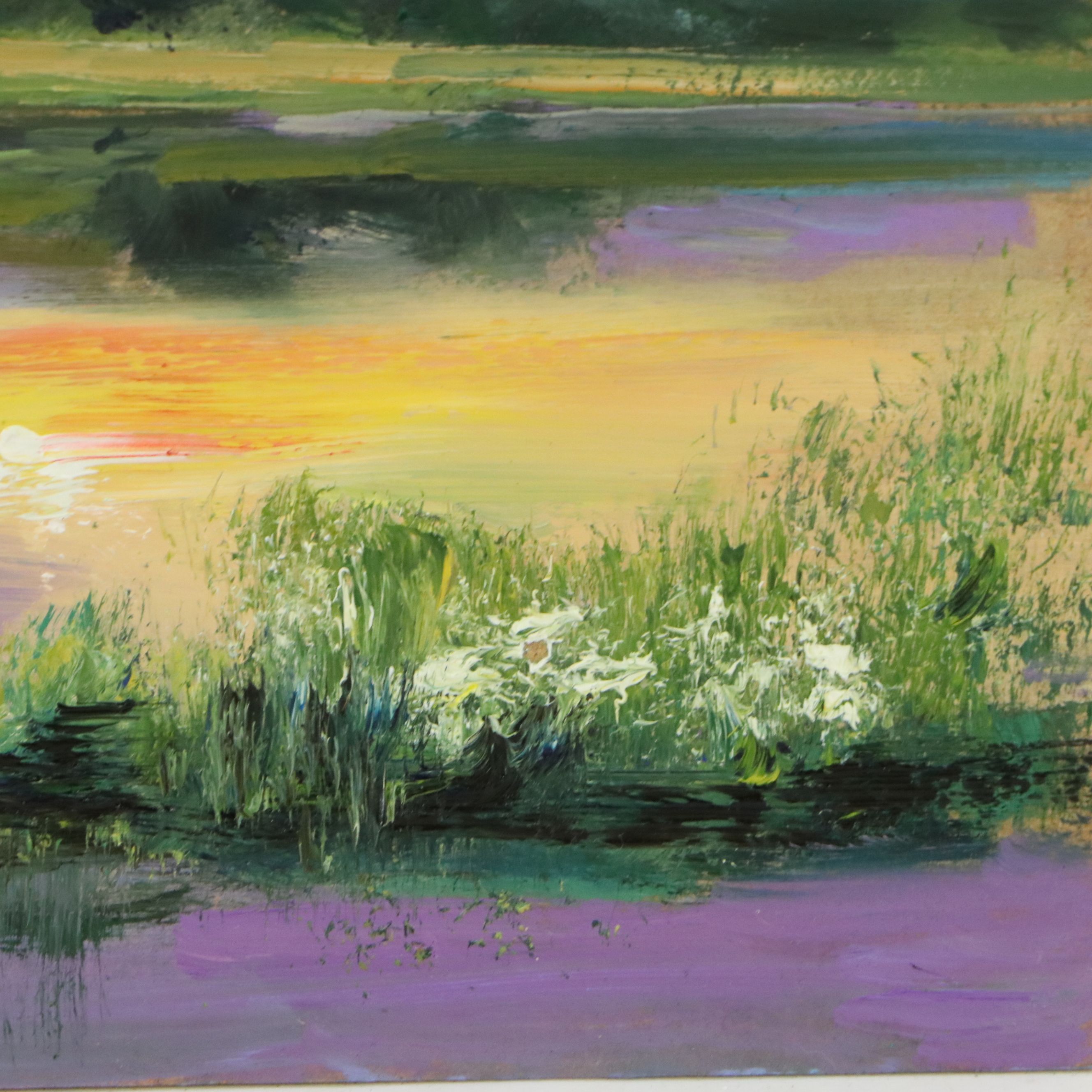 Natalia Demenko Landscape Oil Painting of Lake, 21st Century