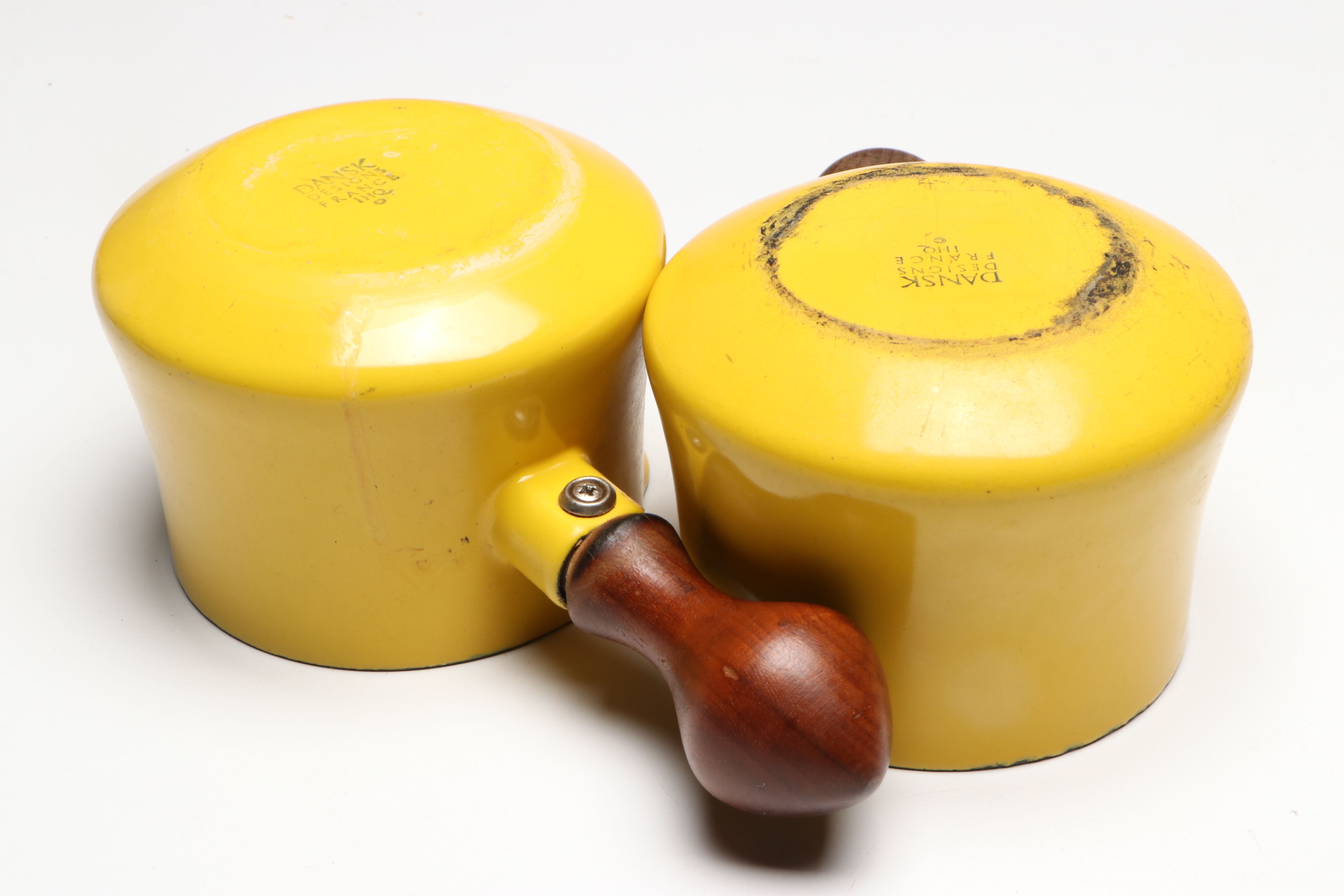 Dansk "Kobenstyle" Yellow Enameled Casserole Dishes, Fondue Pot and Sauce Pans