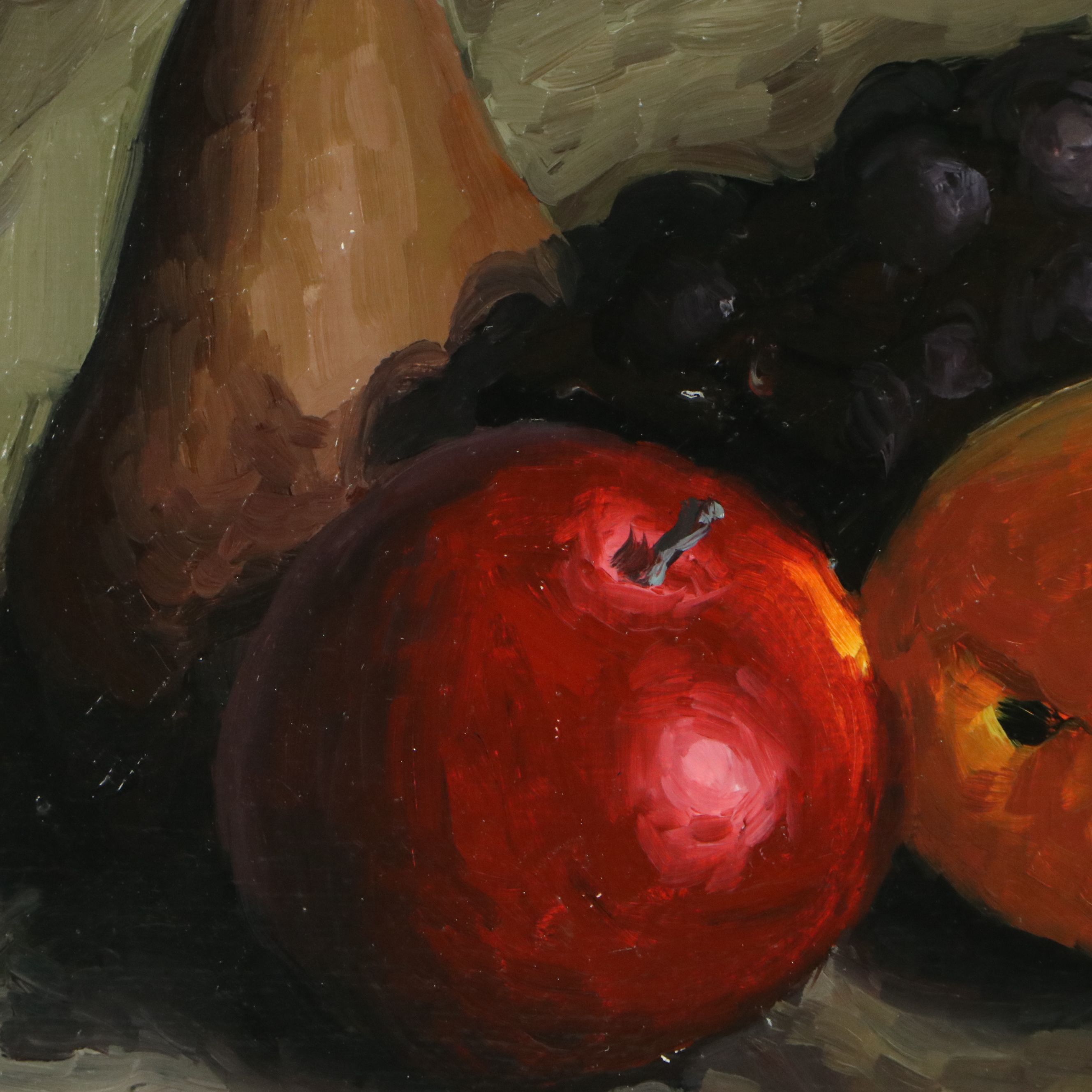 Martin Azari Oil Painting "Pear, Grapes, Peach, Apple Still Life," 2018