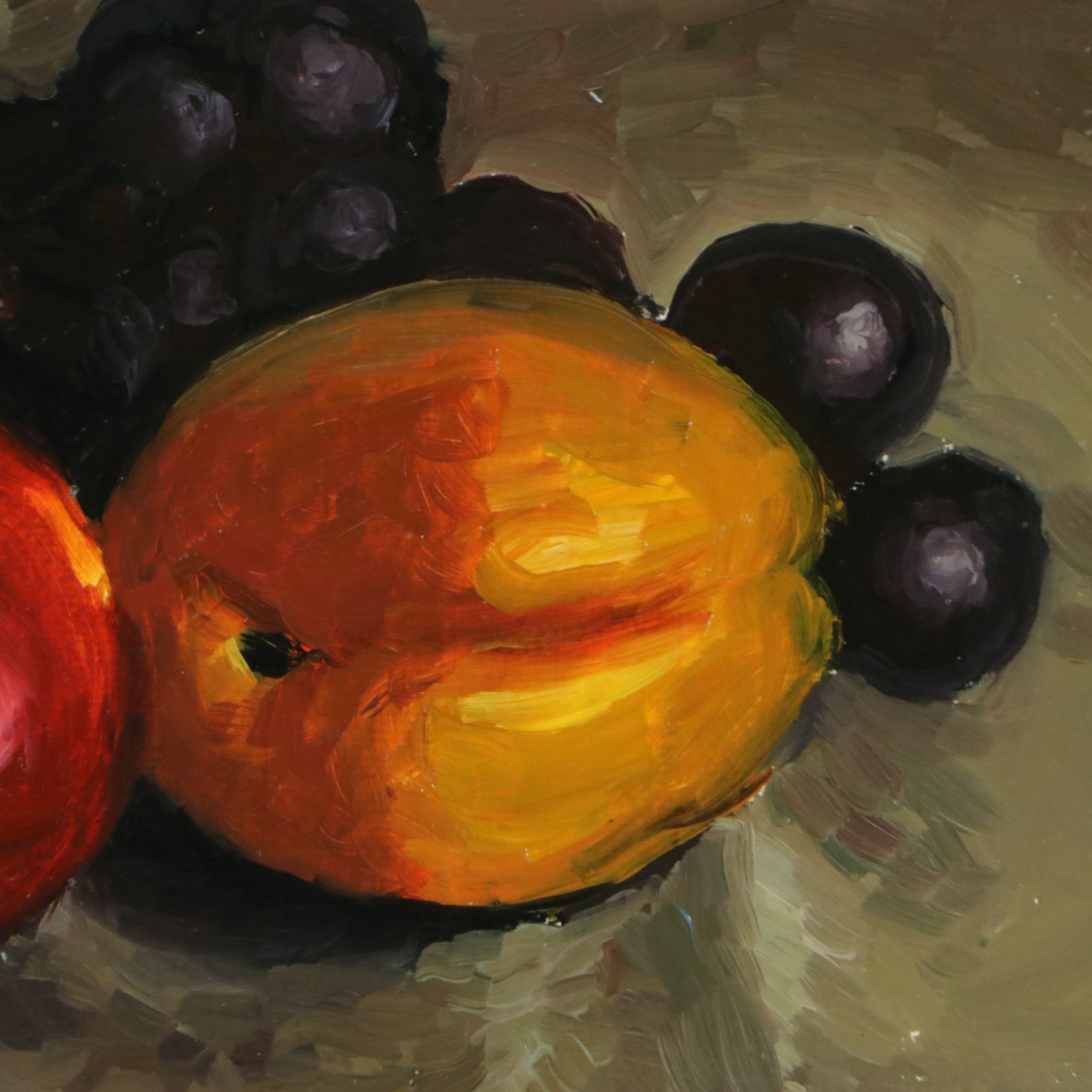 Martin Azari Oil Painting "Pear, Grapes, Peach, Apple Still Life," 2018