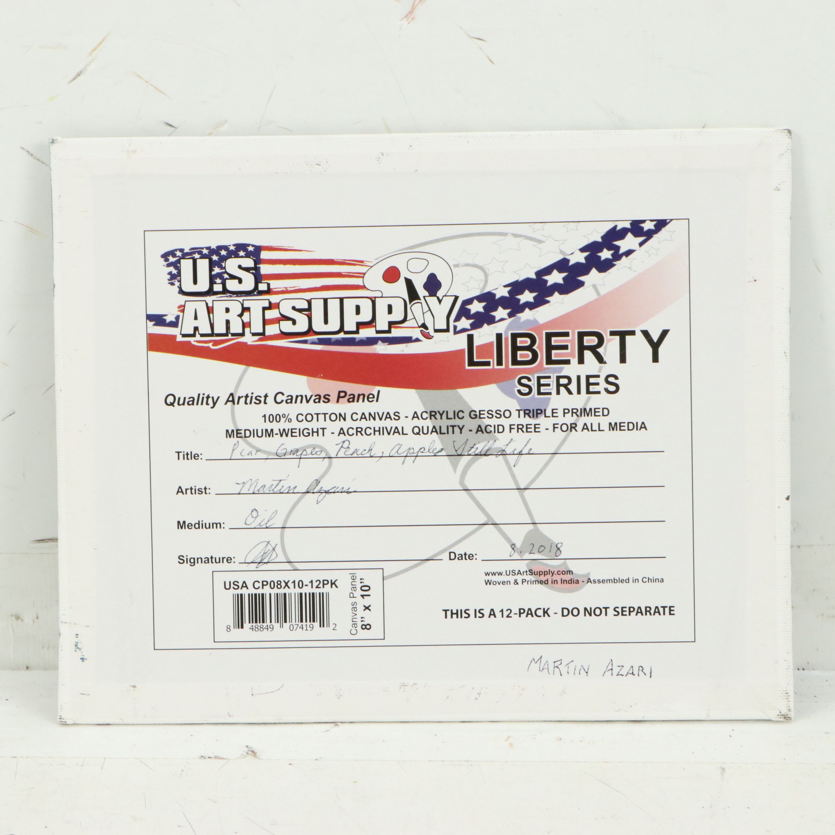 Martin Azari Oil Painting "Pear, Grapes, Peach, Apple Still Life," 2018