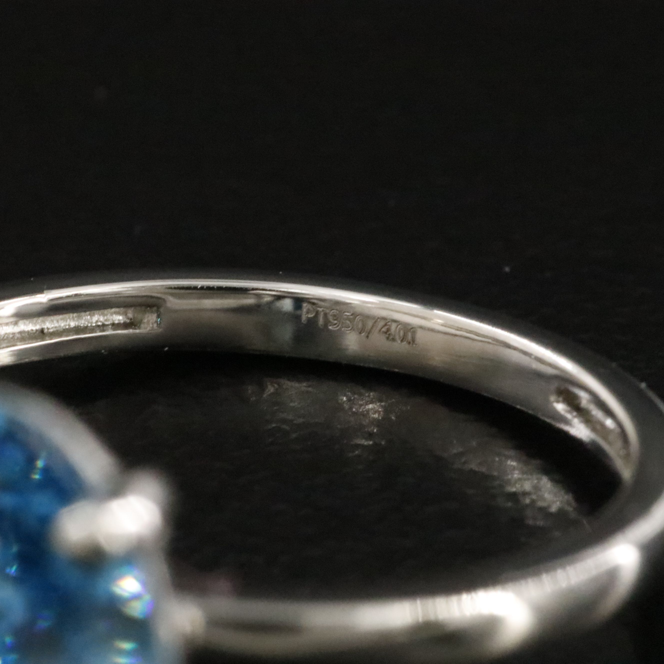 Platinum 4.01 CT Lab Grown Fancy Vivid Blue Diamond Ring with IGI Report