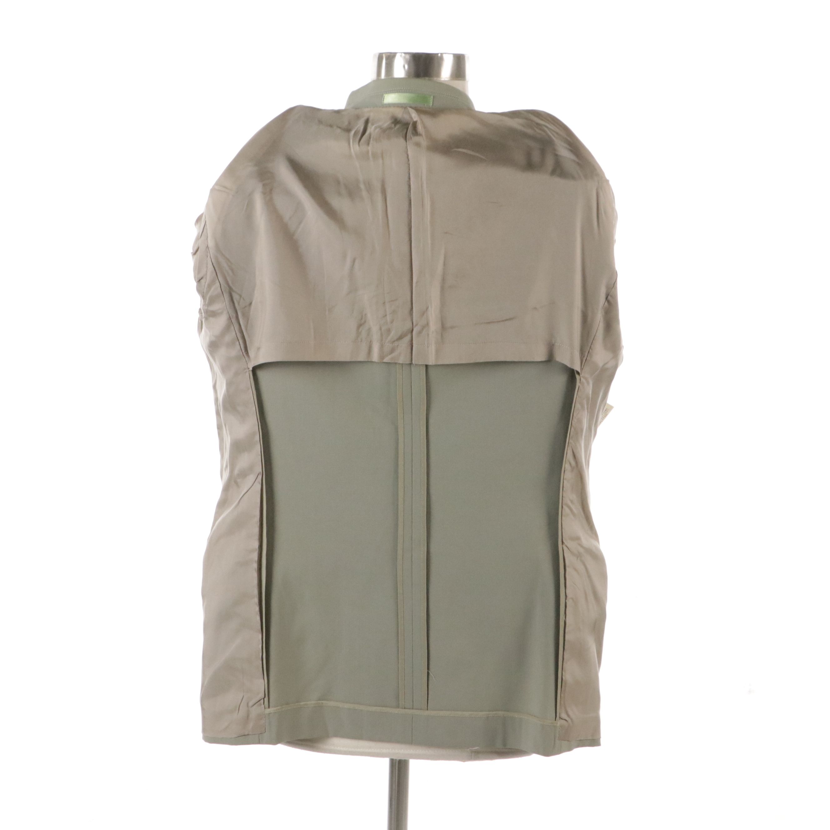 Burberrys Double-Breasted Logo Blazer in Light Grey Suiting Wool