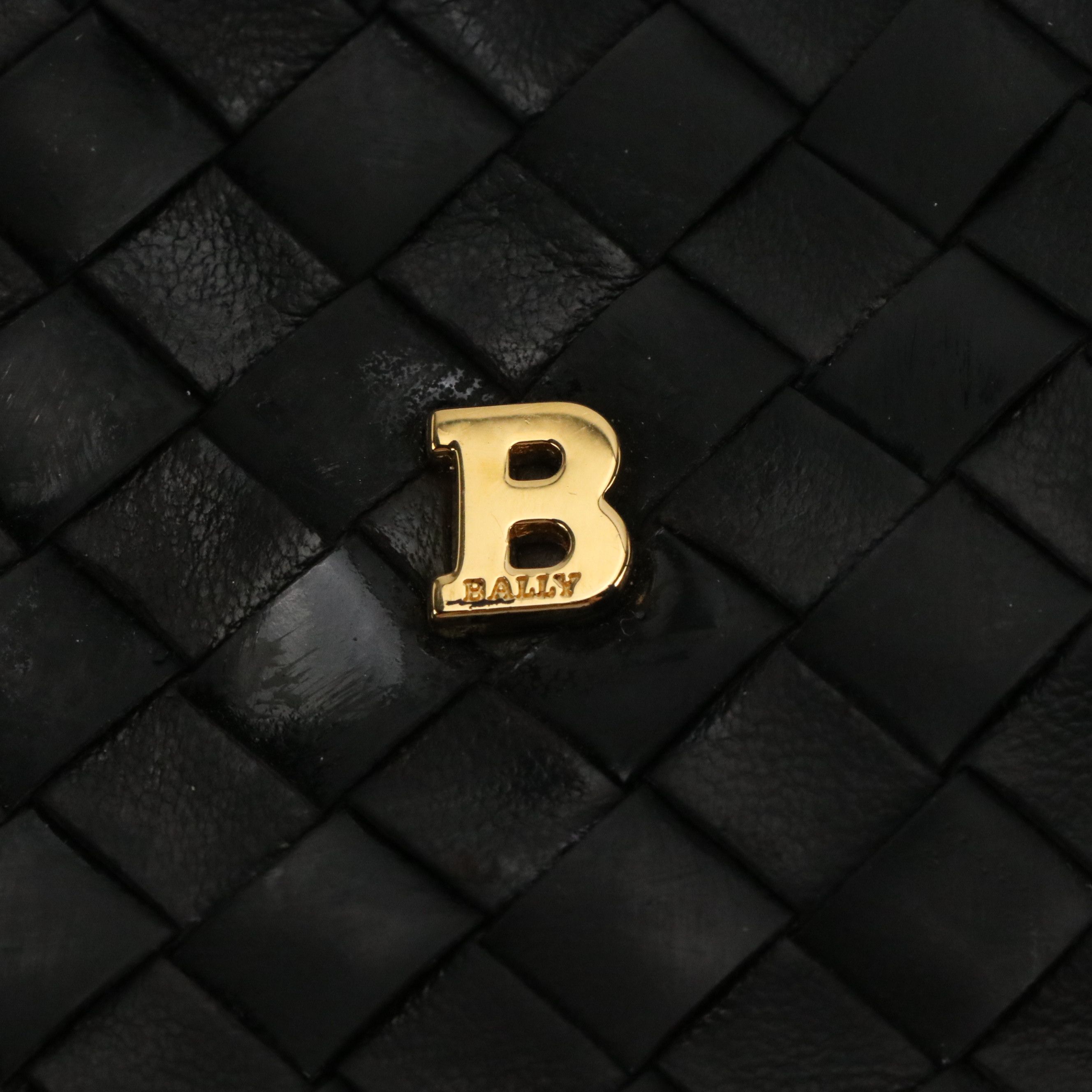 Bally Black Interwoven Leather Crossbody Bag